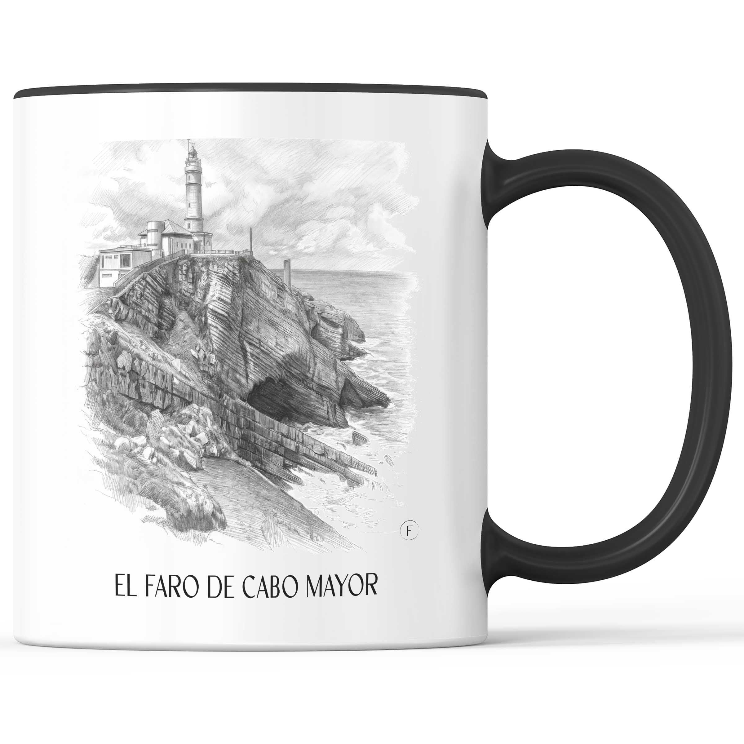 El Faro de Cabo Mayor Kaffeebecher - Santander - Spanien Becher - Kaffeetasse im Zeichnung Stil