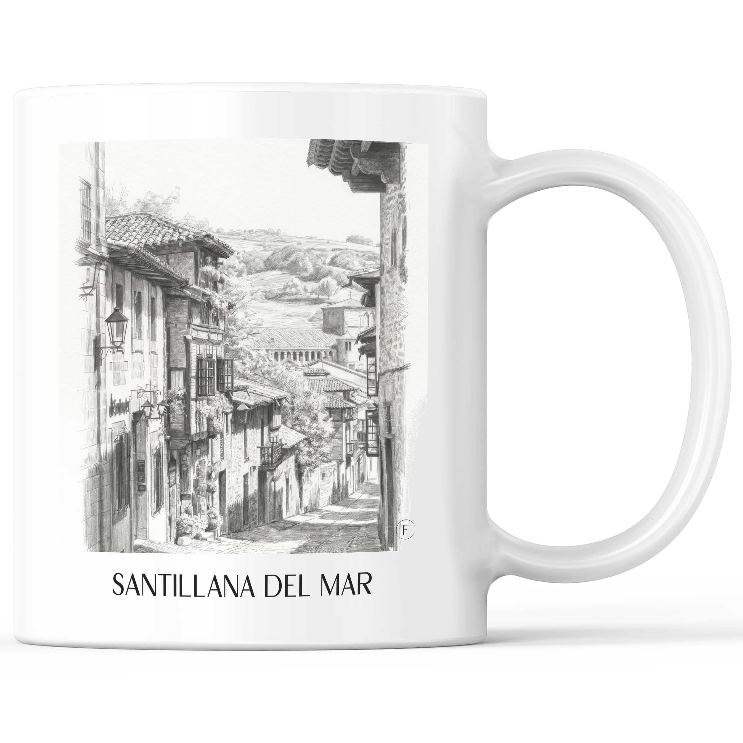 Santillana del Mar Kaffeebecher - Spanien - Spanien Becher - Kaffeetasse im Zeichnung Stil