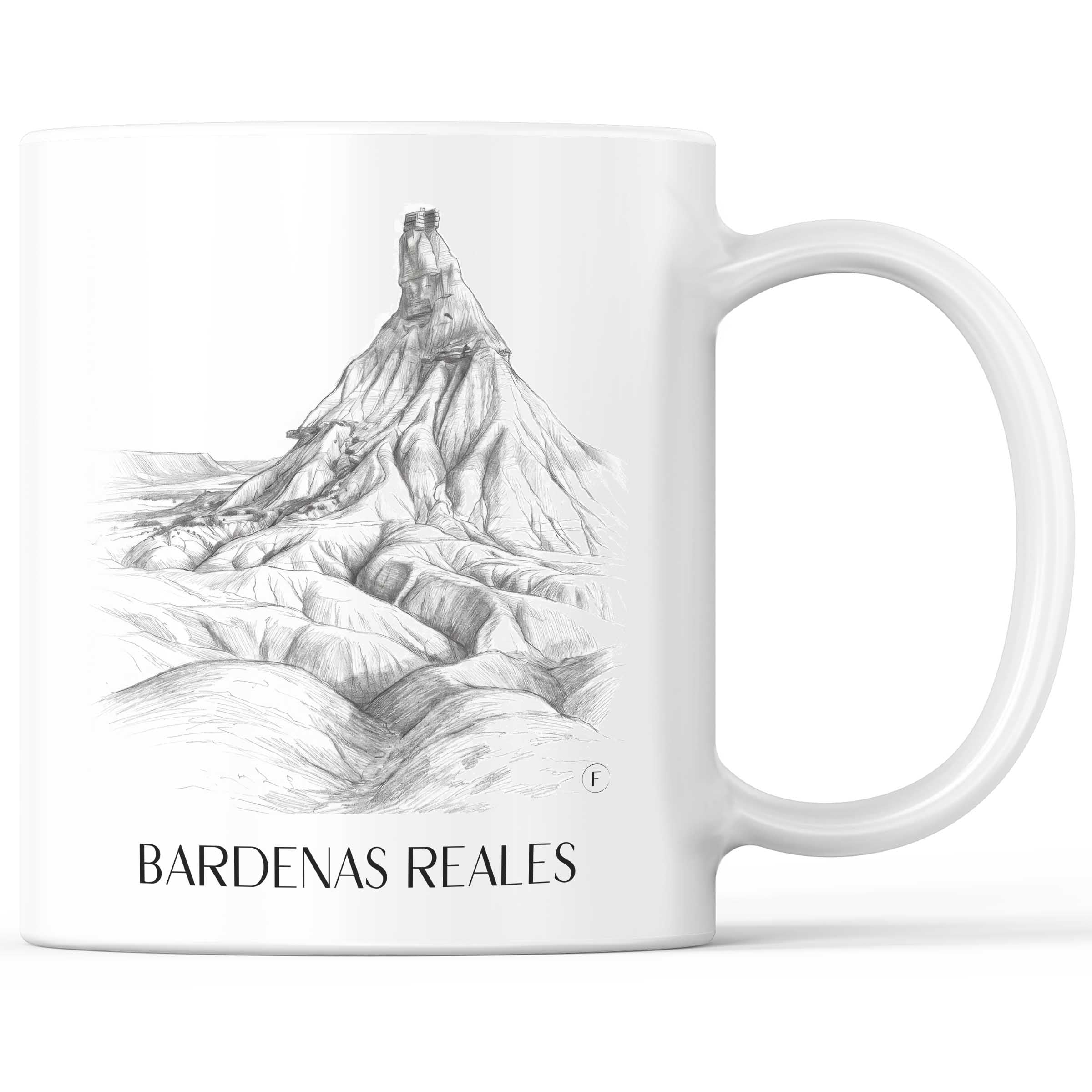 Bardenas Reales Kaffeebecher - Spanien - Spanien Becher - Kaffeetasse im Zeichnung Stil