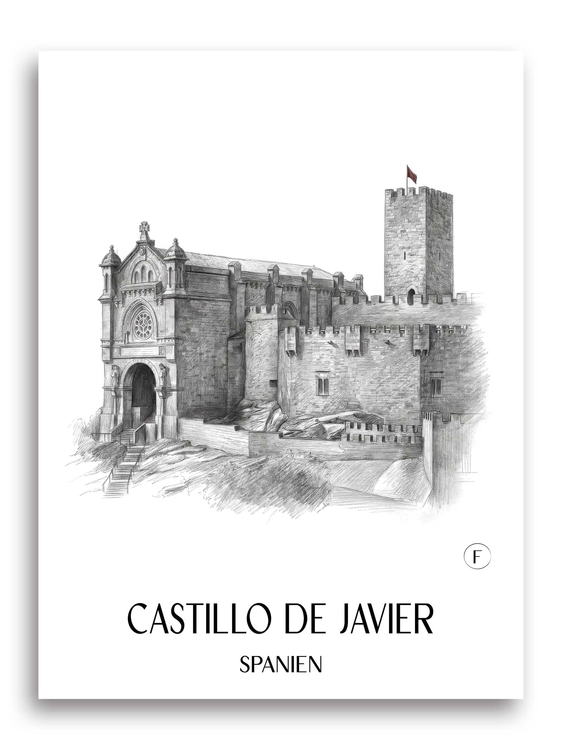 castillo-de-javier-spanien-spanien-poster-bleistift-zeichnung-drawing