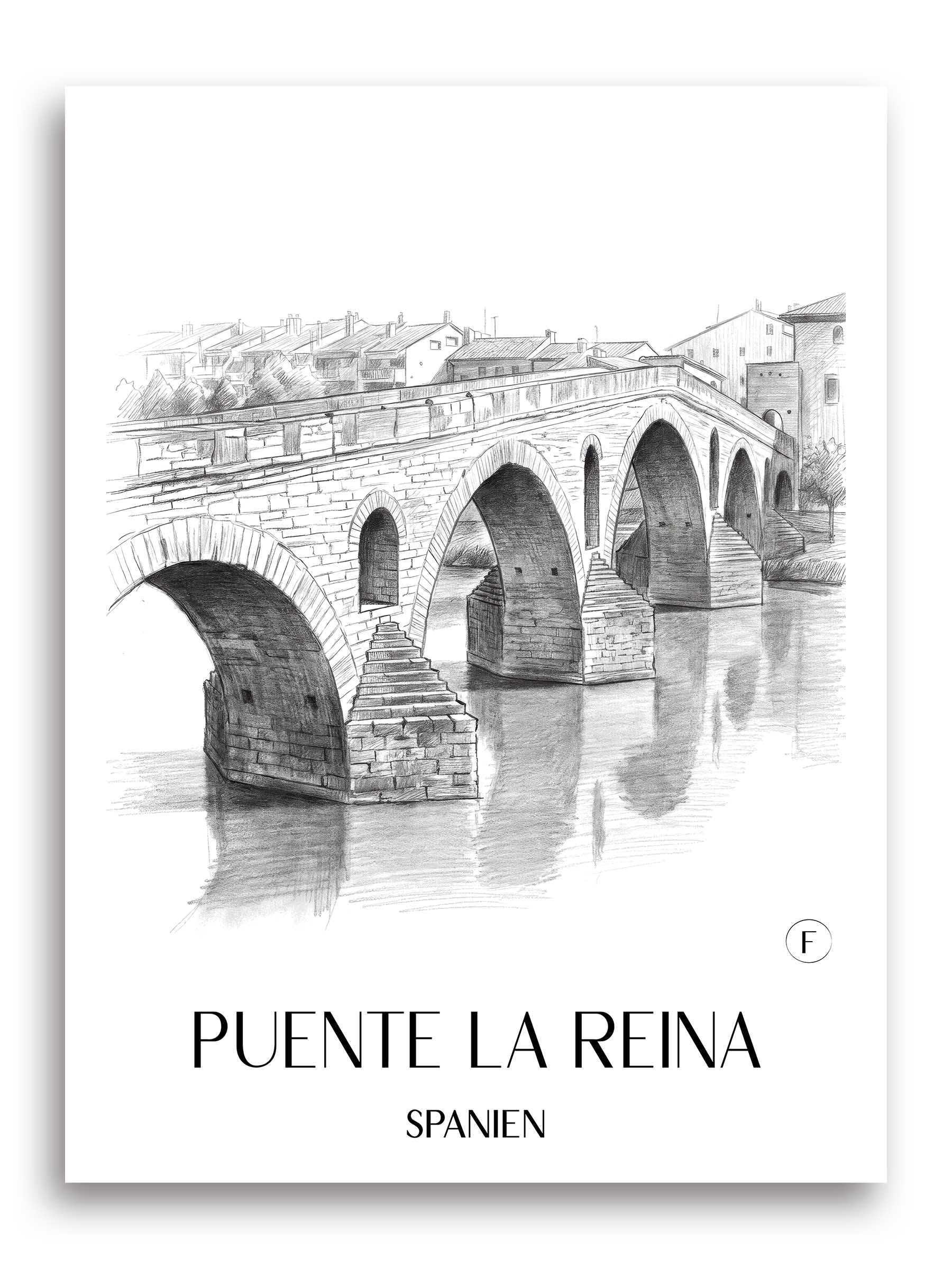 puente-la-reina-spanien-spanien-poster-bleistift-zeichnung-drawing