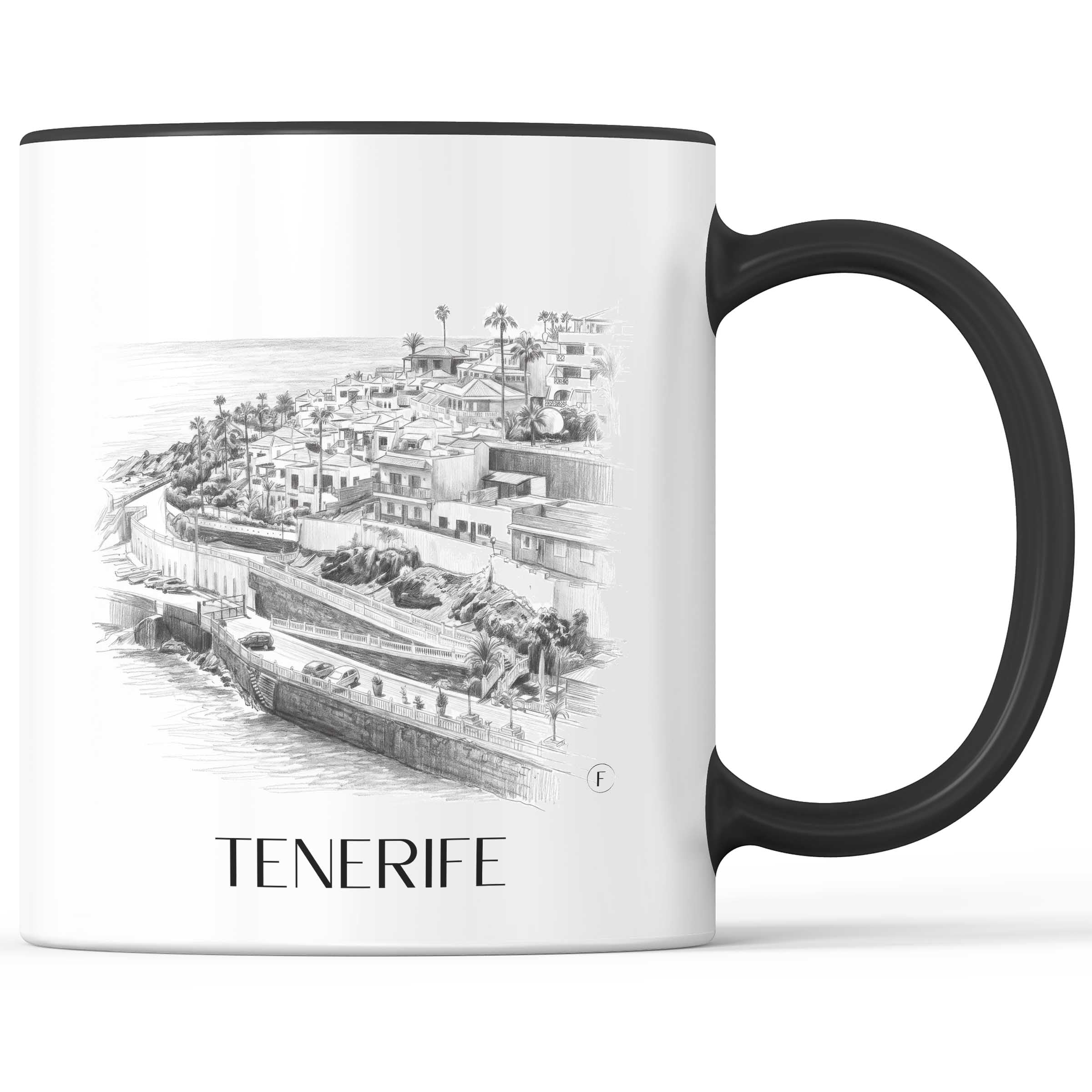 Teneriffa Kaffeebecher - Spanien - Spanien Becher - Kaffeetasse im Zeichnung Stil