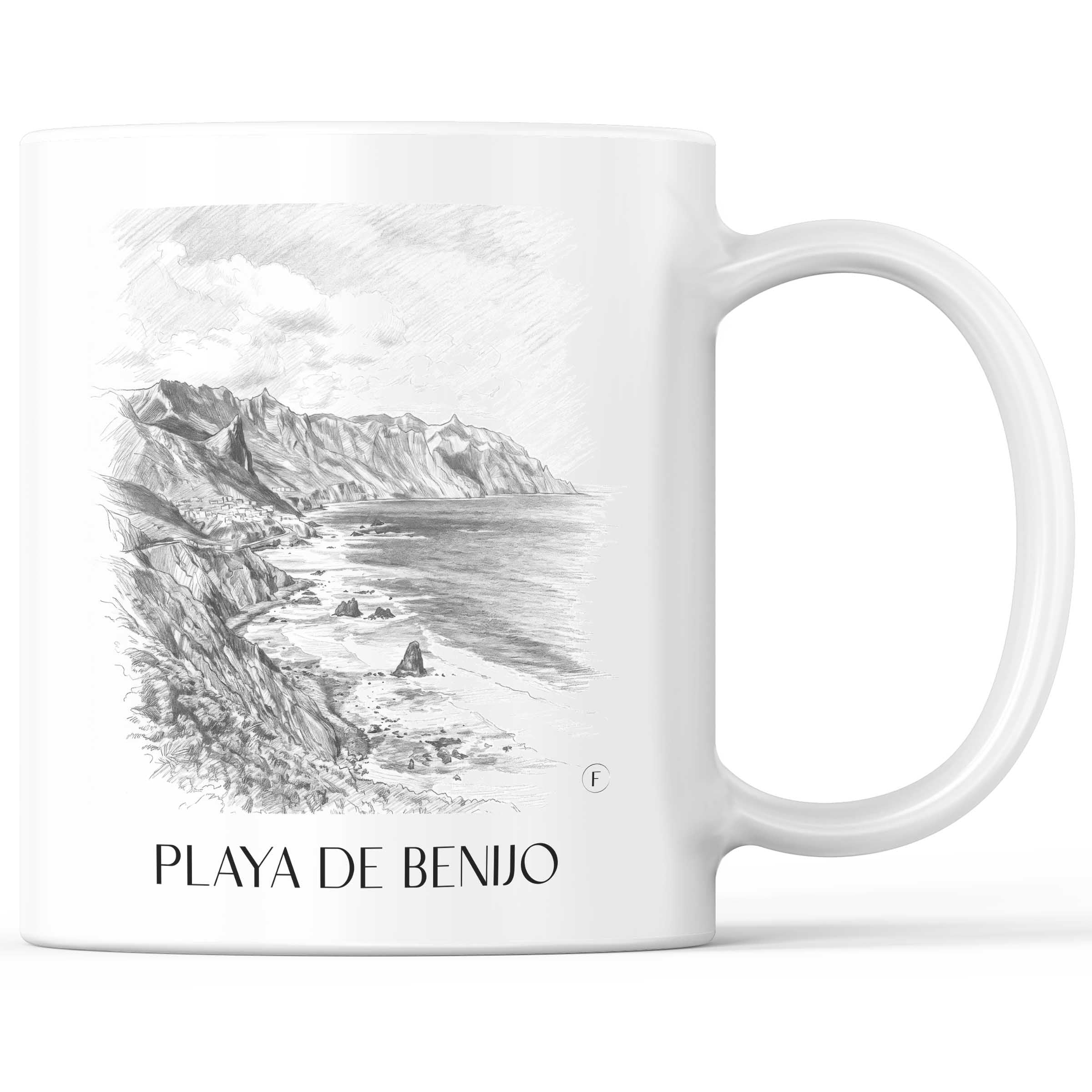 Playa de Benijo Kaffeebecher - Teneriffa - Spanien Becher - Kaffeetasse im Zeichnung Stil