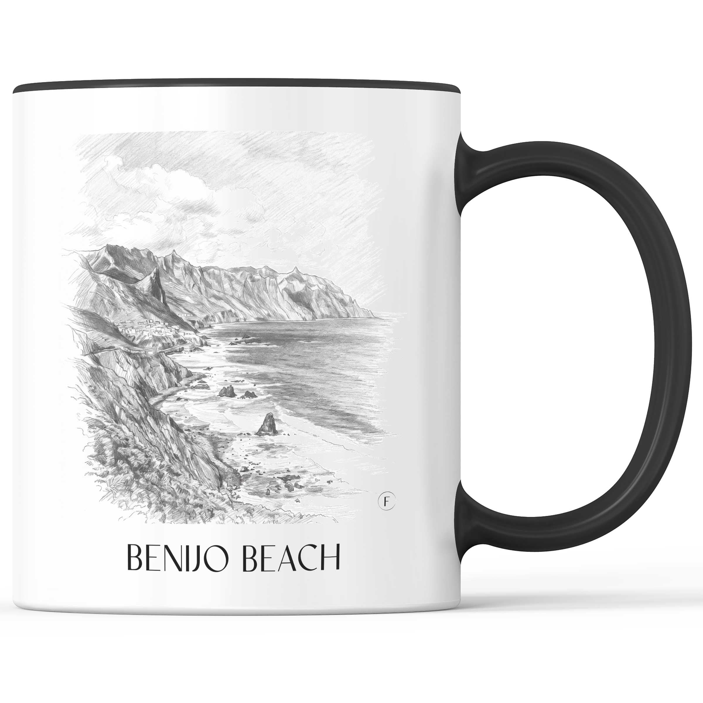 Playa de Benijo Kaffeebecher - Teneriffa - Spanien Becher - Kaffeetasse im Zeichnung Stil