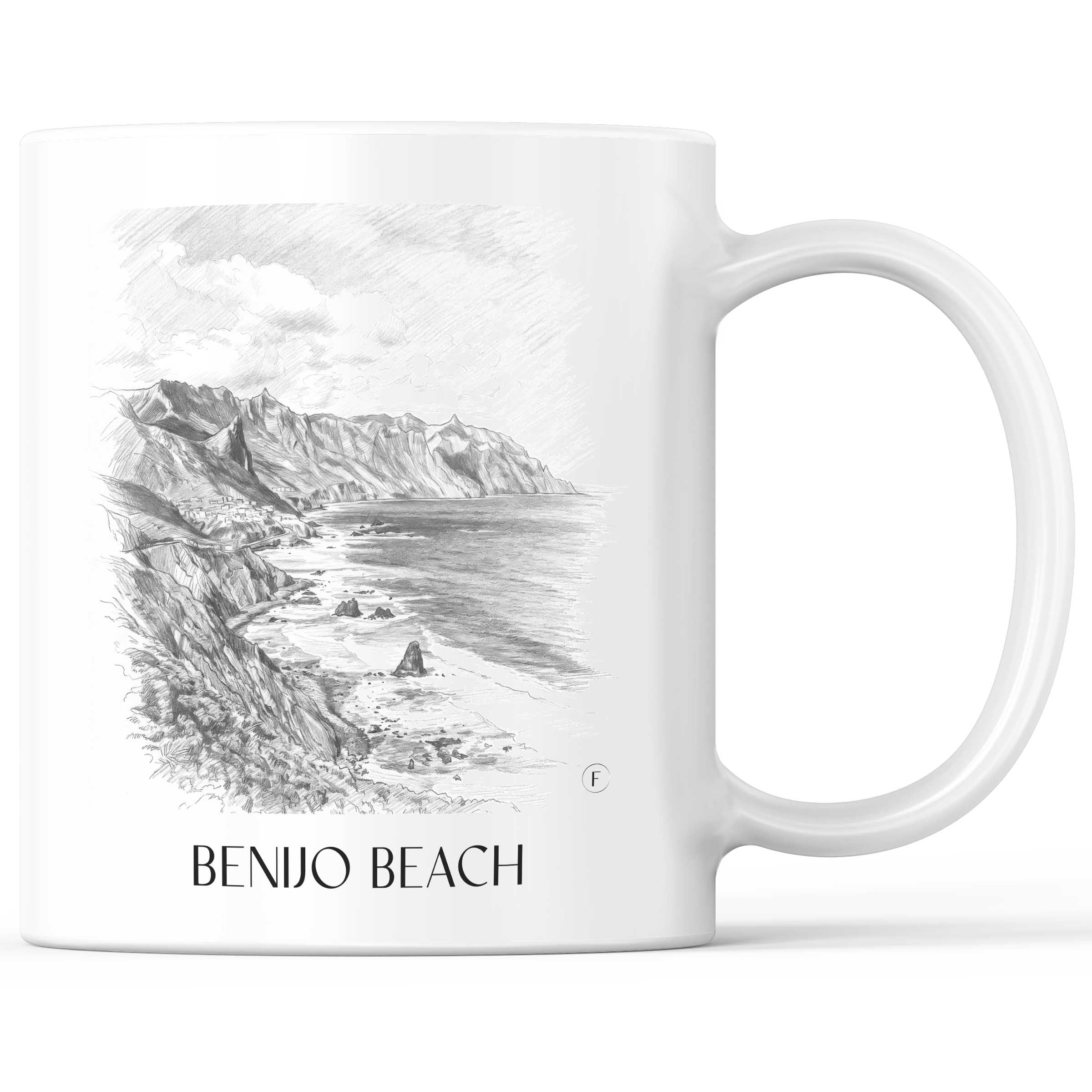 Playa de Benijo Kaffeebecher - Teneriffa - Spanien Becher - Kaffeetasse im Zeichnung Stil