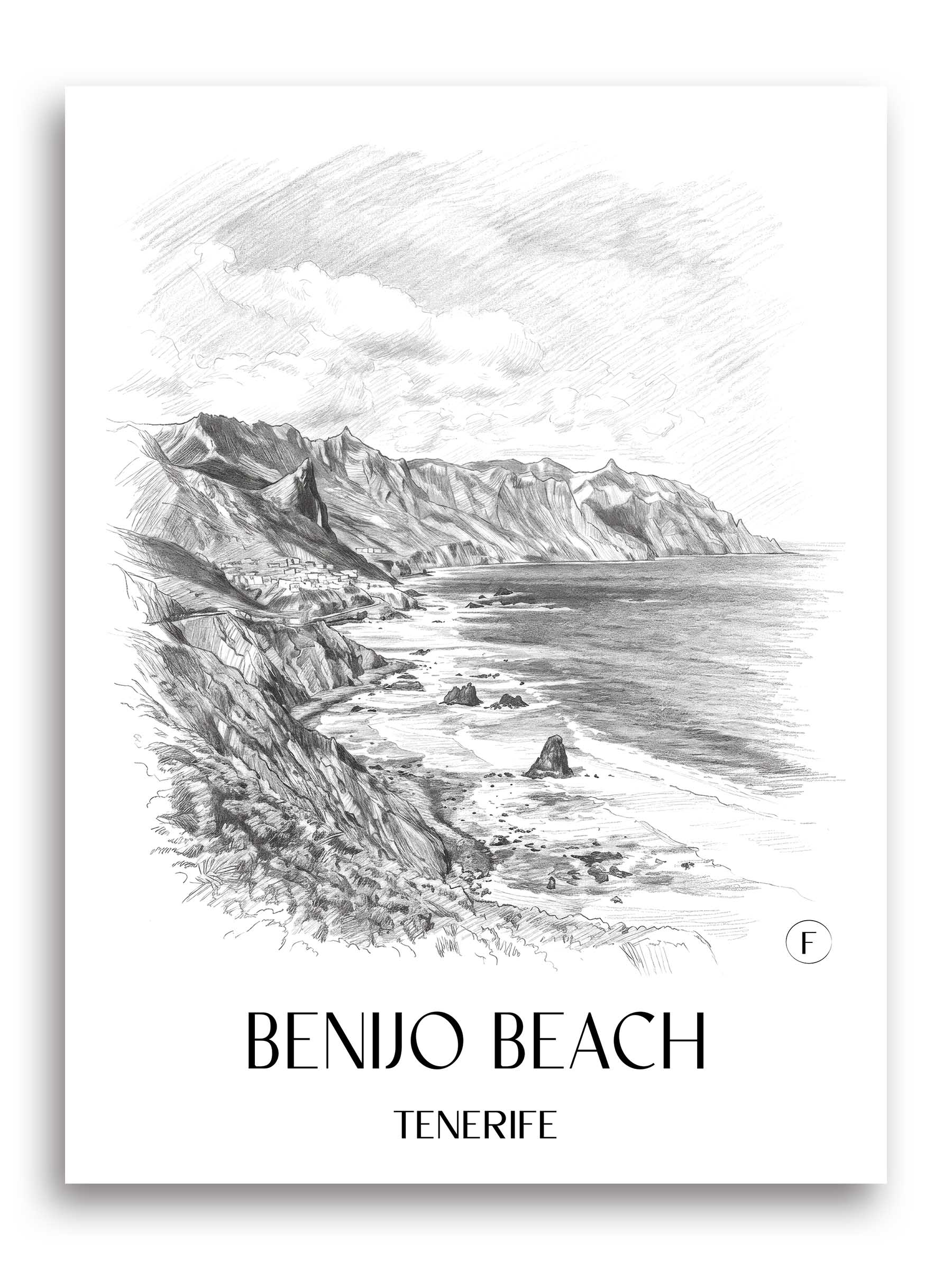 Playa de Benijo Poster - Teneriffa - Spanien Kunstdruck - Zeichnung von A4 bis A1