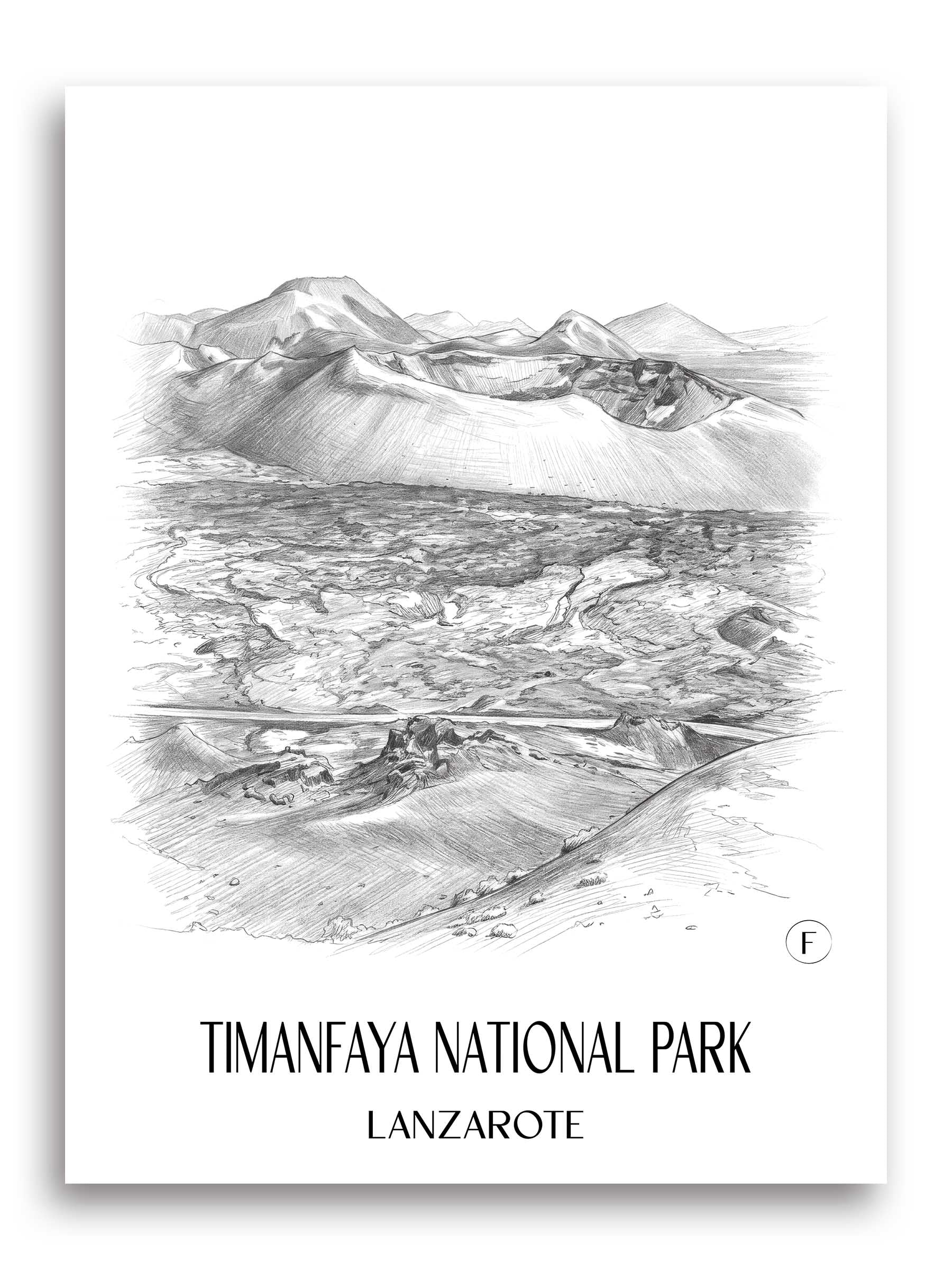Timanfaya Nationalpark Poster - Lanzarote - Spanien Kunstdruck - Zeichnung von A4 bis A1
