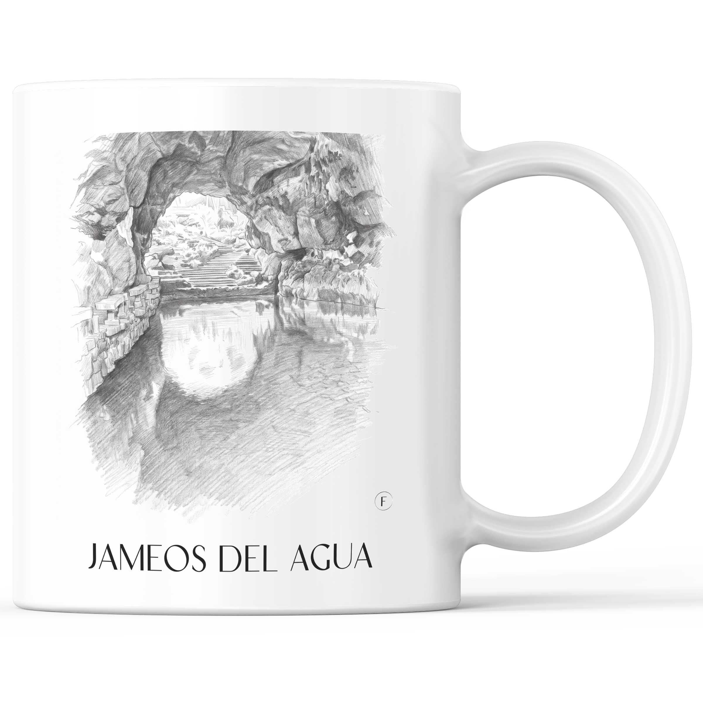 Jameos del Agua Kaffeebecher - Lanzarote - Spanien Becher - Kaffeetasse im Zeichnung Stil