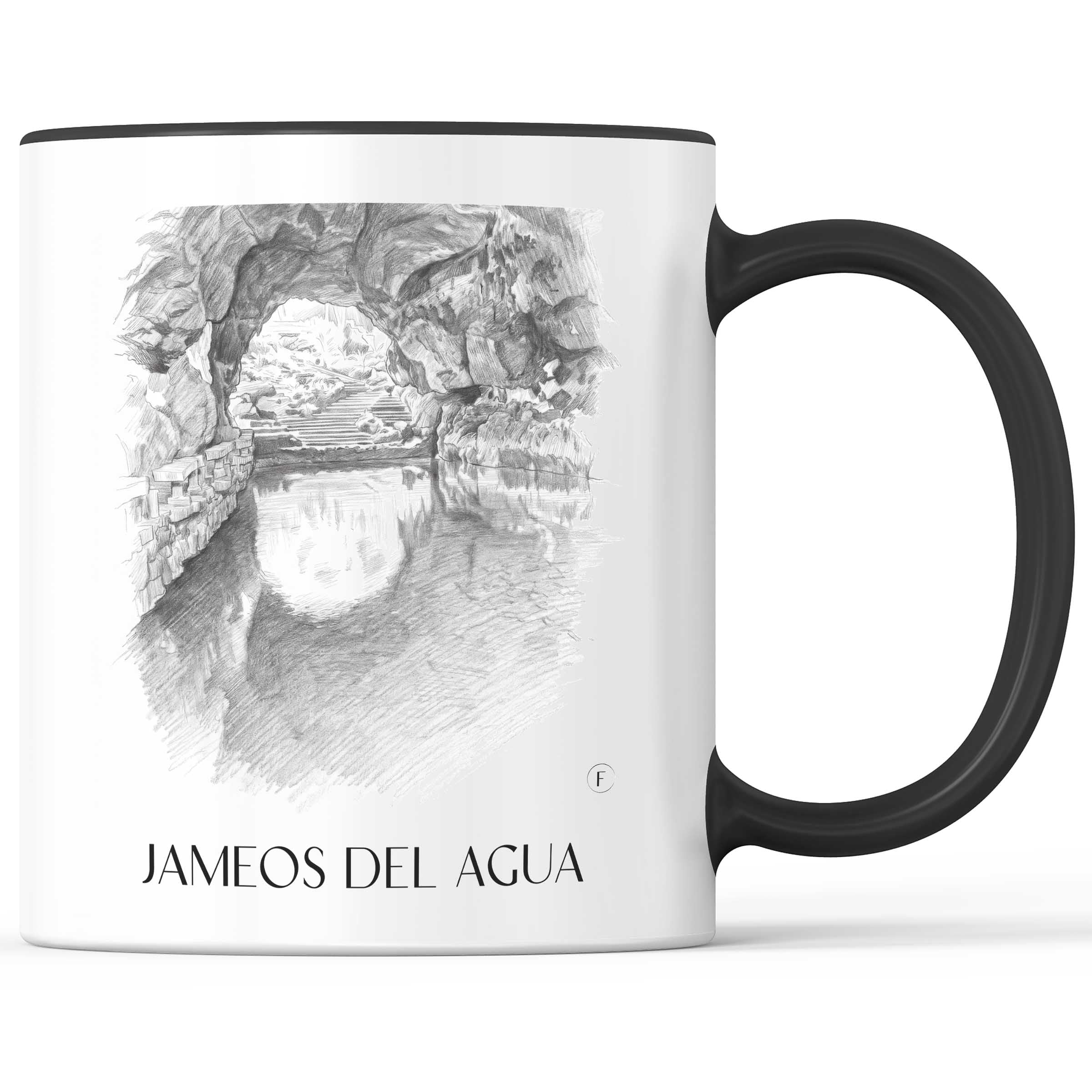 Jameos del Agua Kaffeebecher - Lanzarote - Spanien Becher - Kaffeetasse im Zeichnung Stil