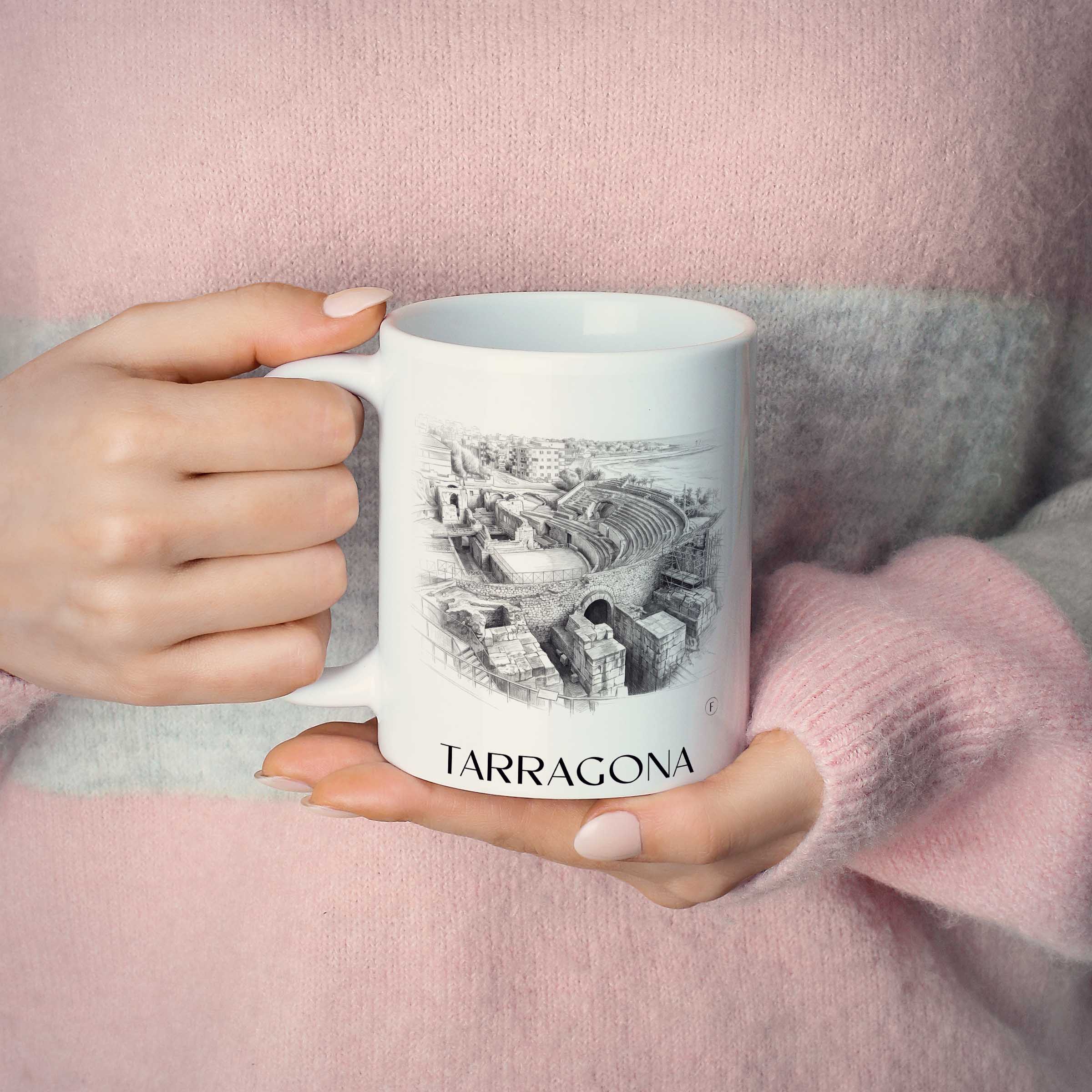 tarragona-spanien-spanien-kaffeebecher-bleistift-zeichnung-drawing