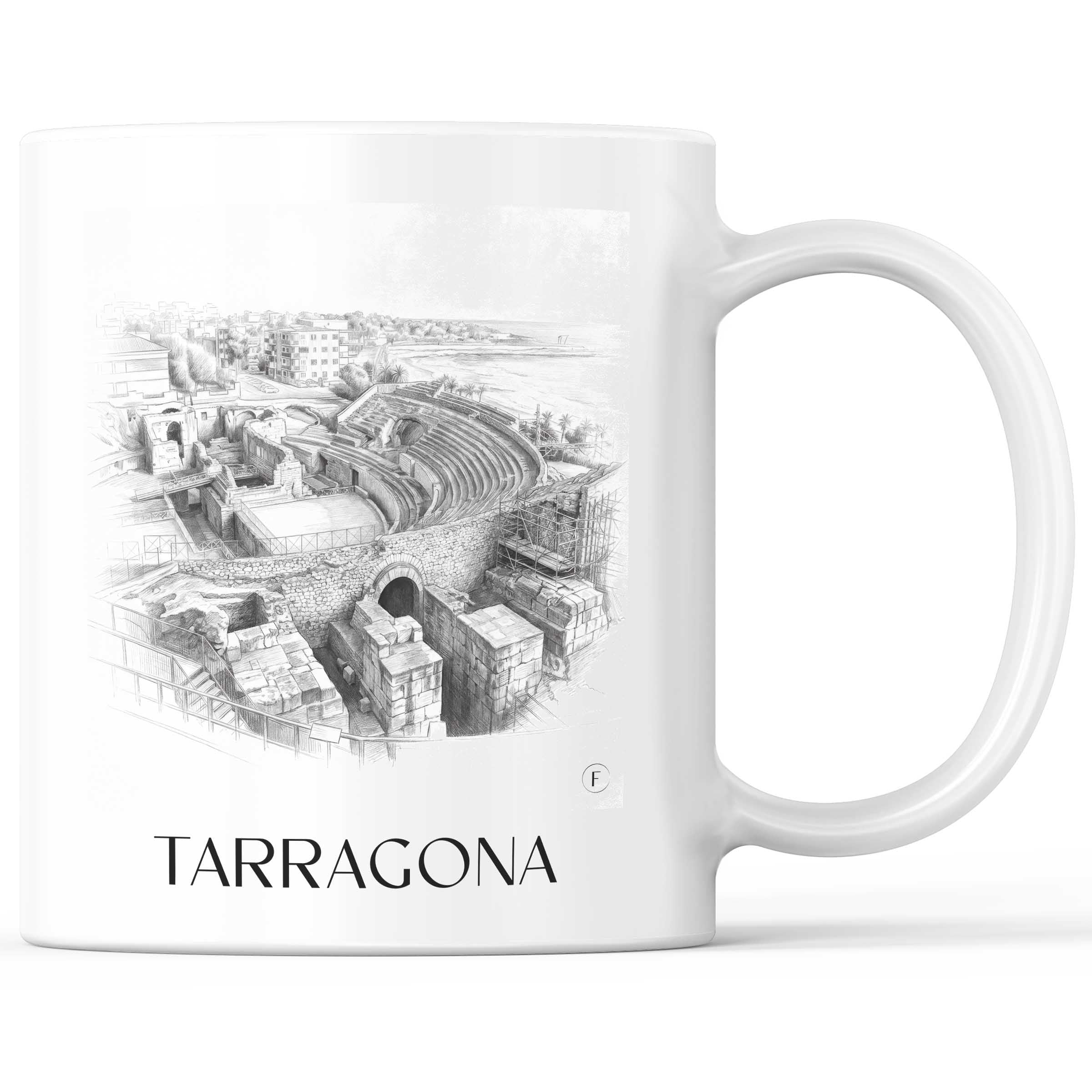 Tarragona Kaffeebecher - Spanien - Spanien Becher - Kaffeetasse im Zeichnung Stil