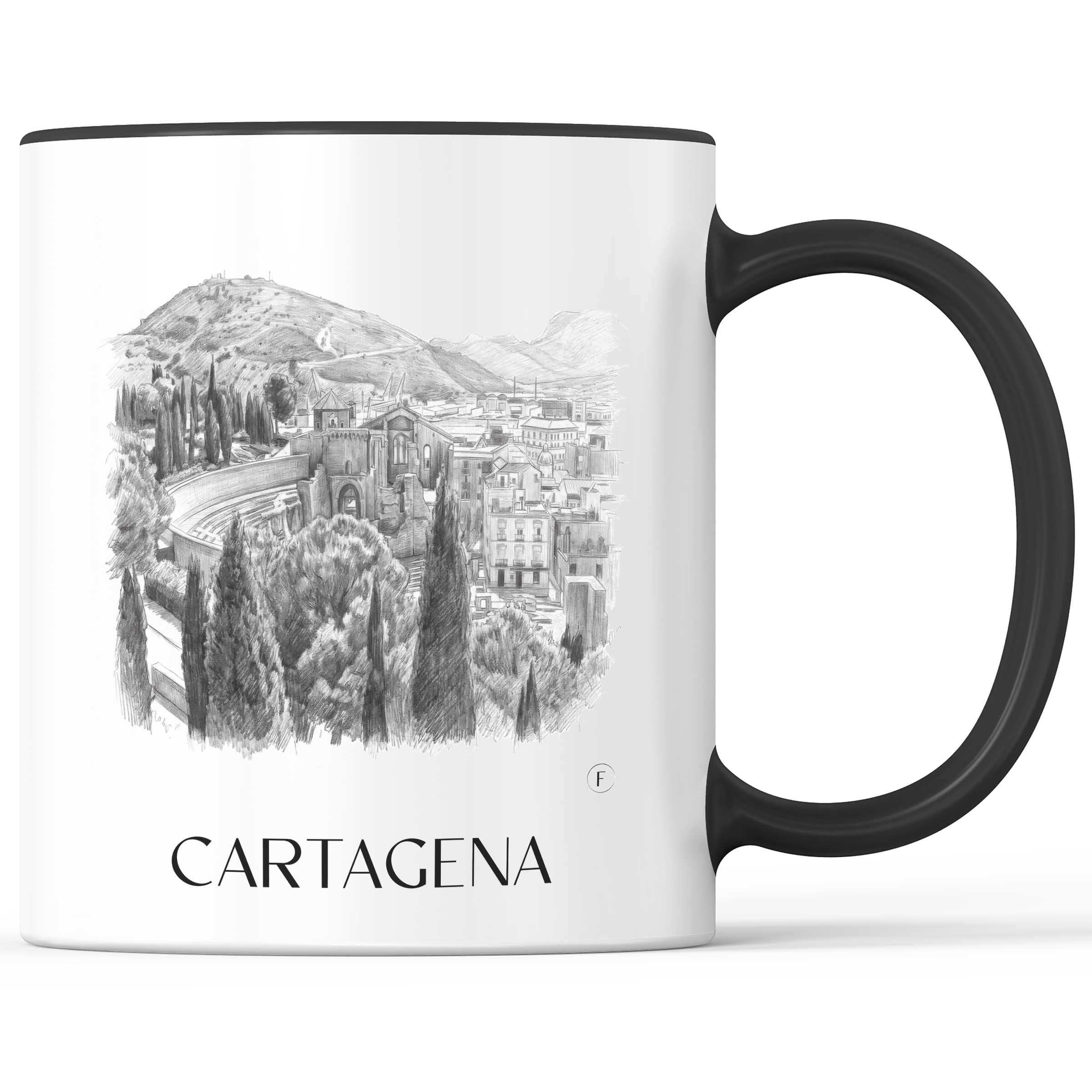 Cartagena Kaffeebecher - Spanien - Spanien Becher - Kaffeetasse im Zeichnung Stil