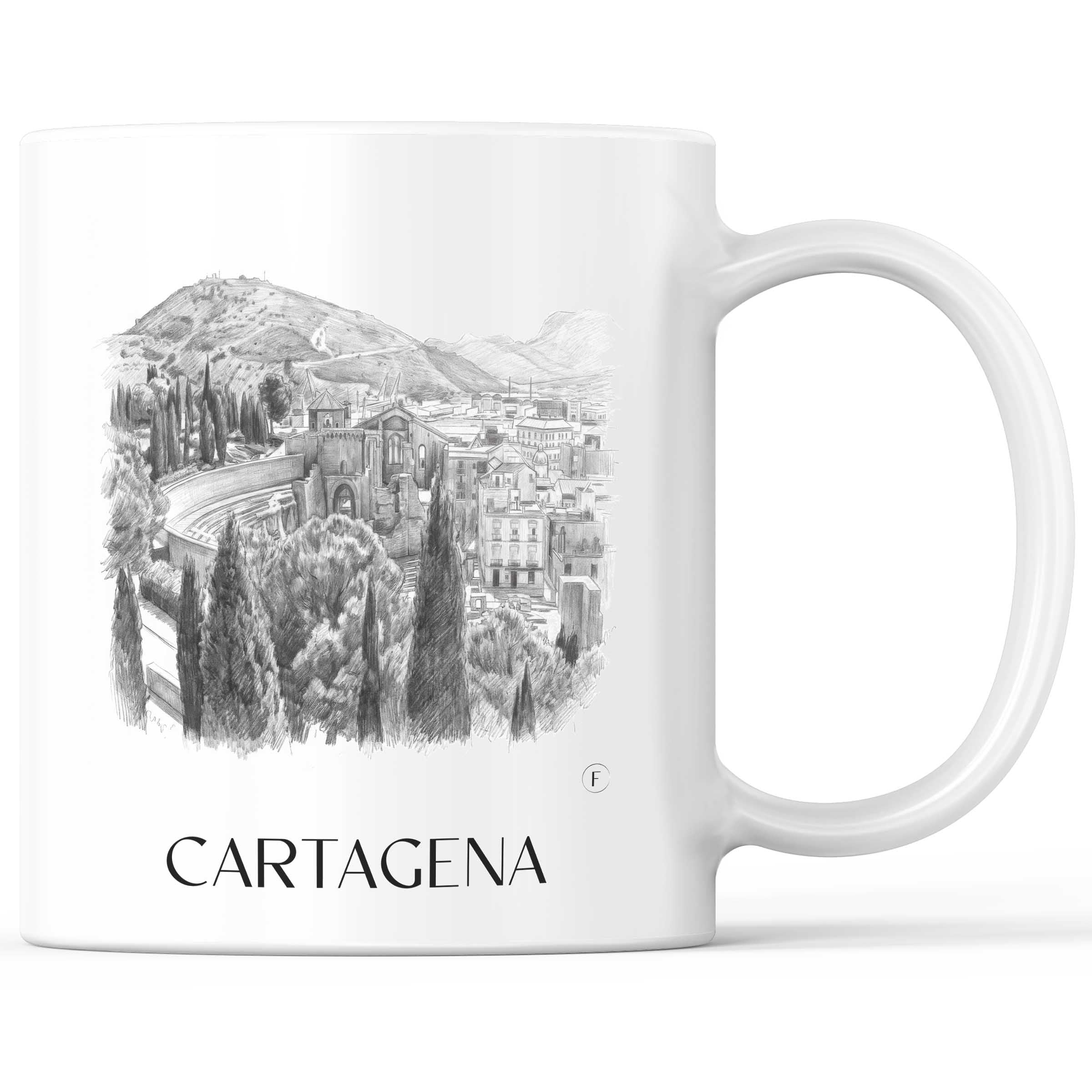 Cartagena Kaffeebecher - Spanien - Spanien Becher - Kaffeetasse im Zeichnung Stil