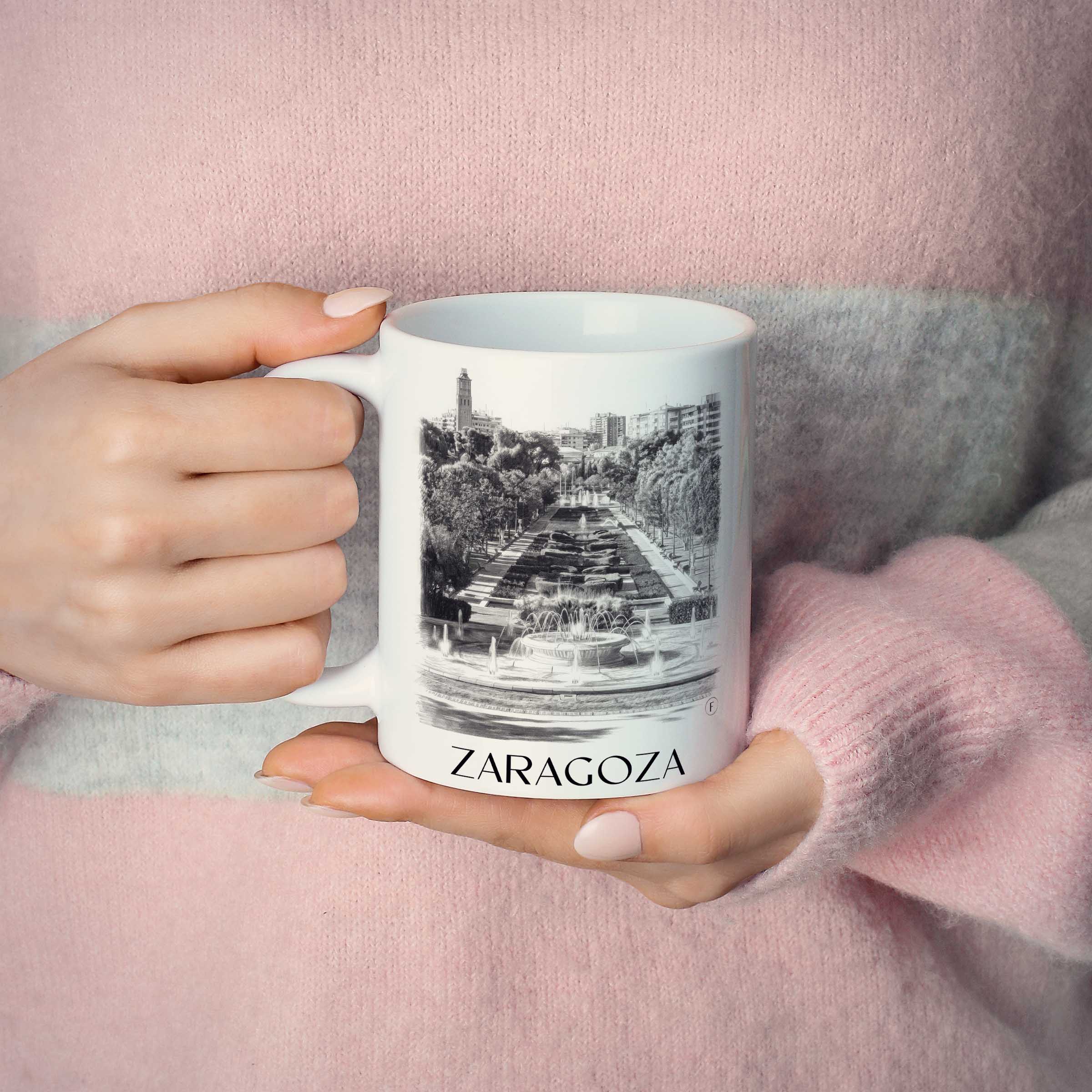 zaragoza-spanien-spanien-kaffeebecher-bleistift-zeichnung-drawing
