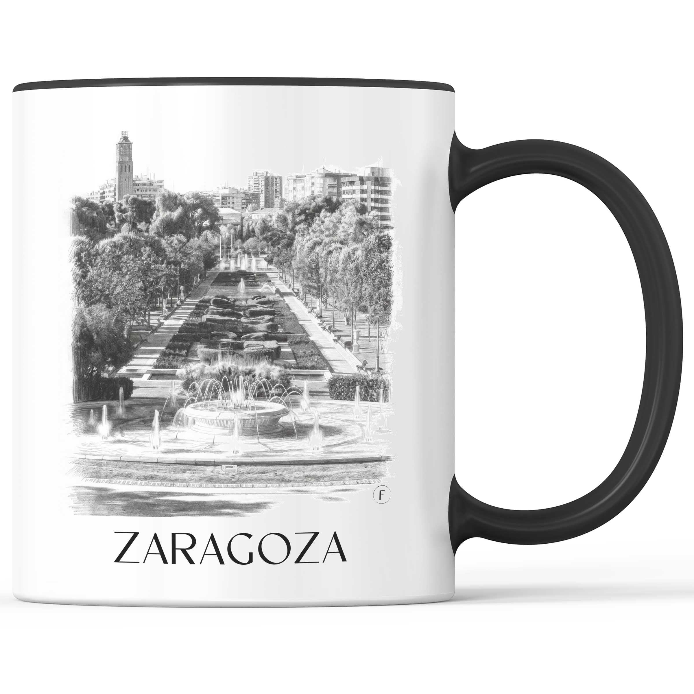Zaragoza Kaffeebecher - Spanien - Spanien Becher - Kaffeetasse im Zeichnung Stil