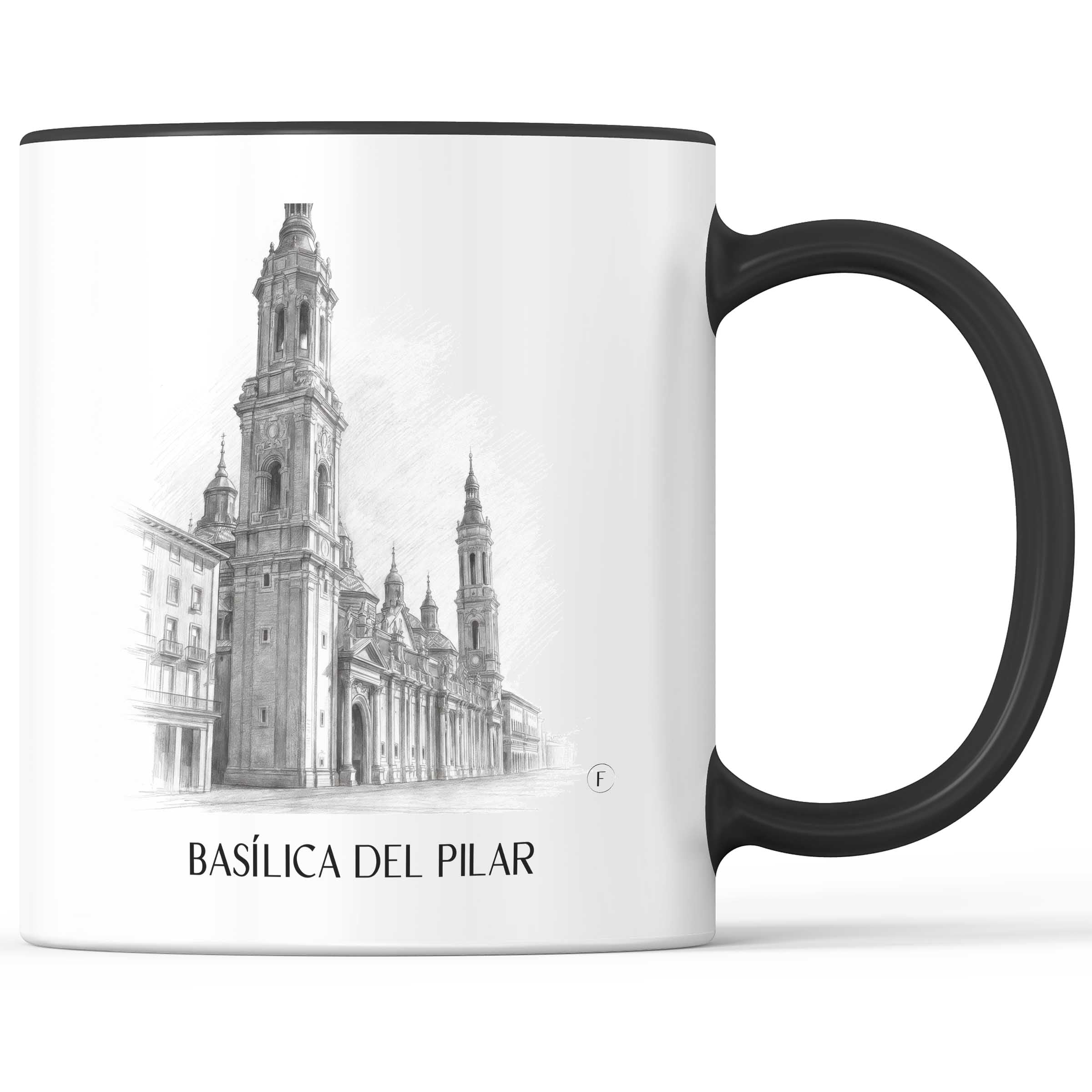 basílica-del-pilar-zaragoza-spanien-kaffeebecher-bleistift-zeichnung-drawing