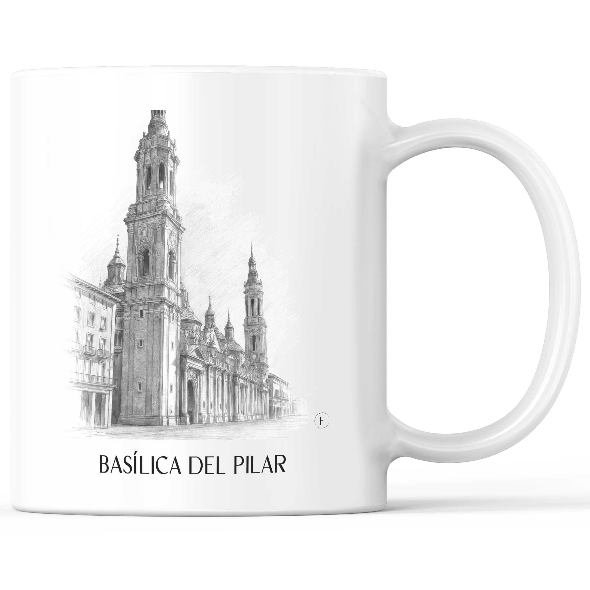 Basílica del Pilar Kaffeebecher - Zaragoza - Spanien Becher - Kaffeetasse im Zeichnung Stil