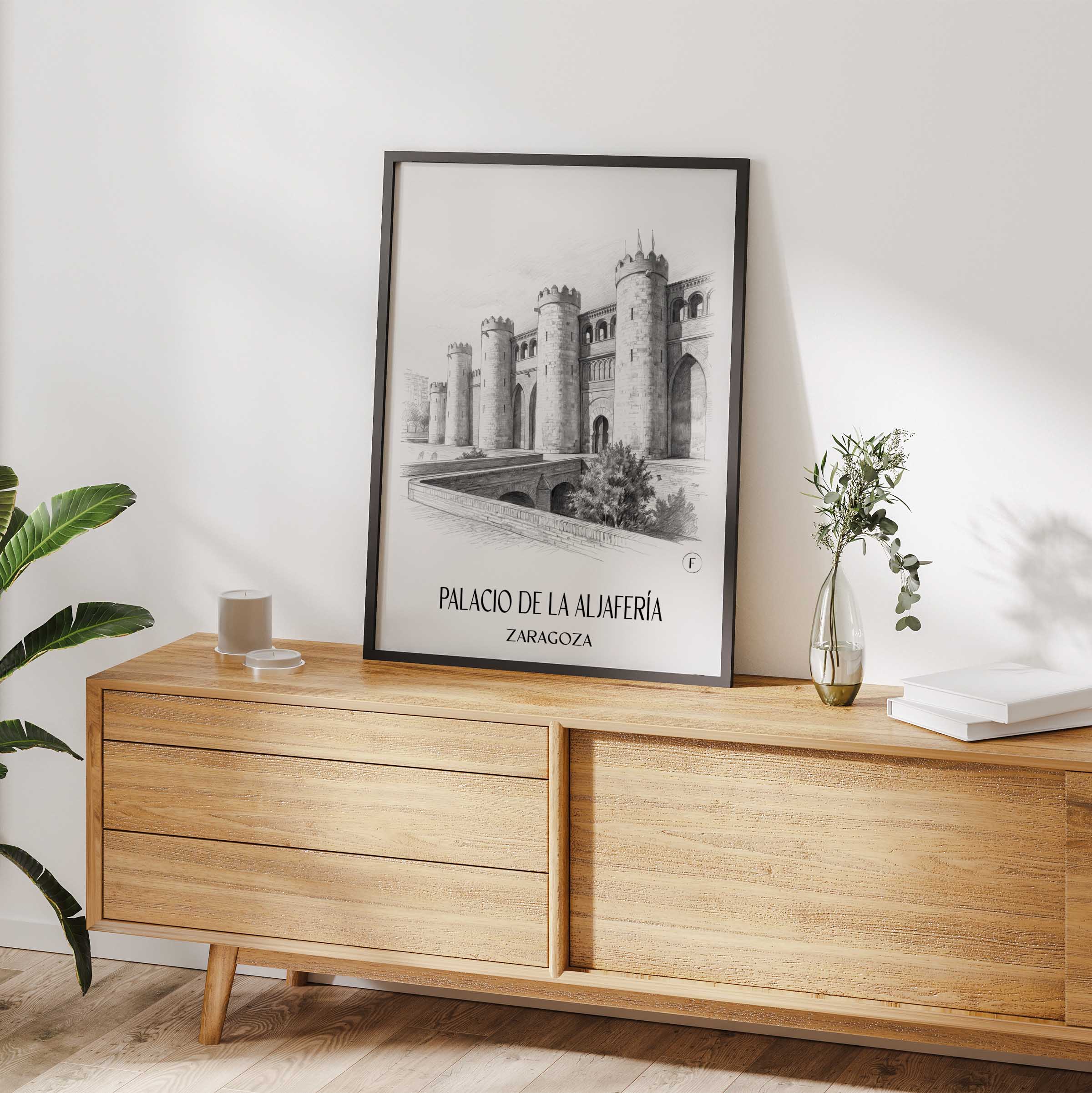 palacio-de-la-aljafería-zaragoza-spanien-poster-bleistift-zeichnung-drawing