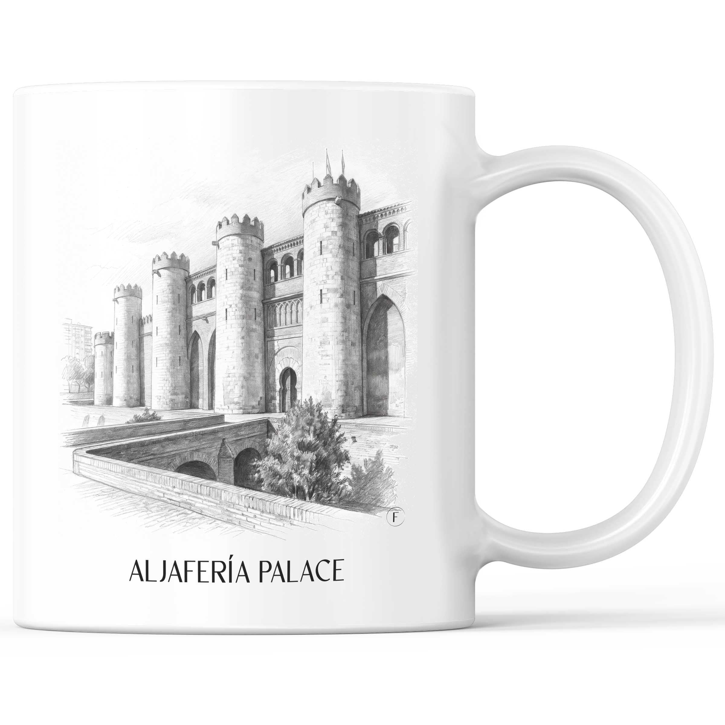 Palacio de la Aljafería Kaffeebecher - Zaragoza - Spanien Becher - Kaffeetasse im Zeichnung Stil