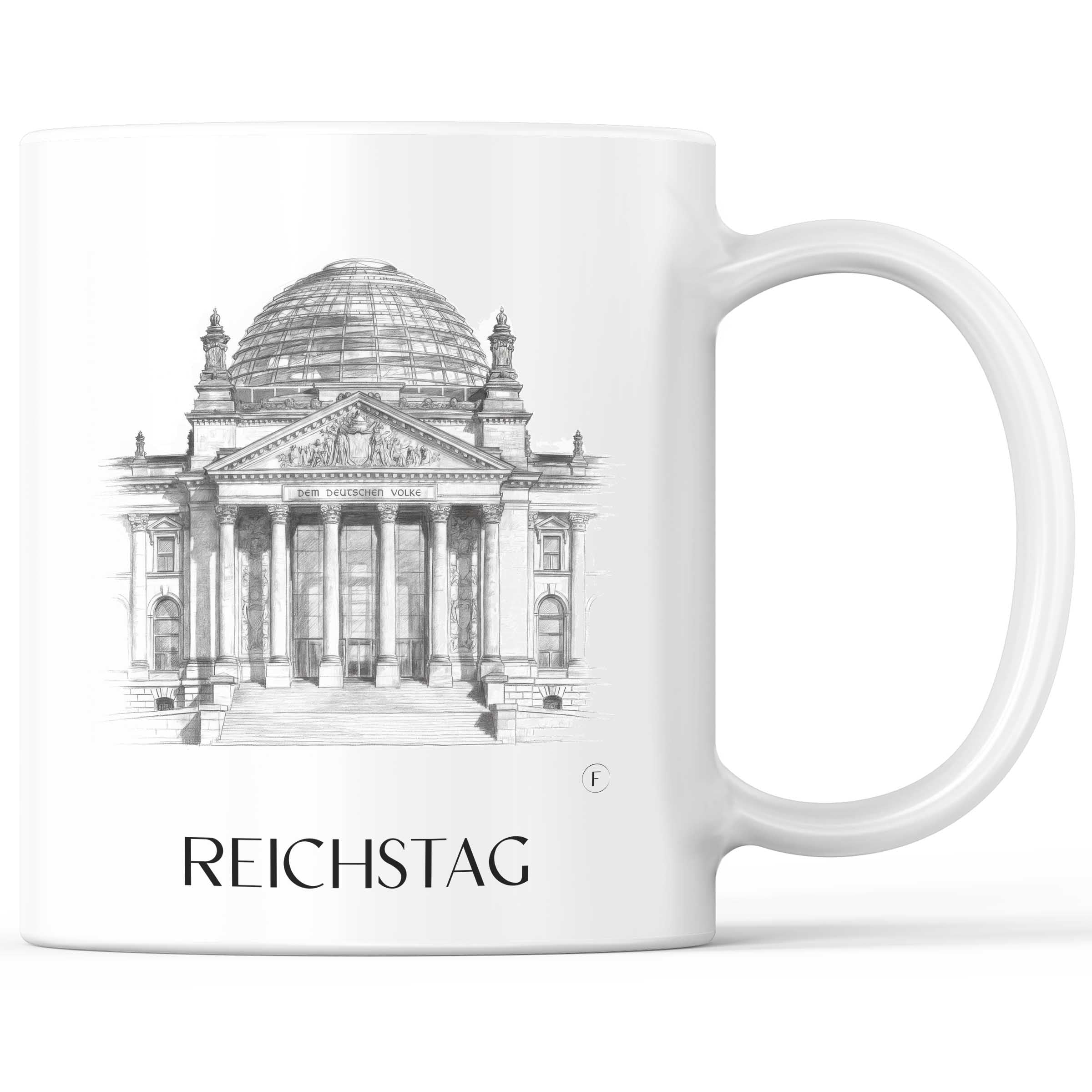 Reichstag Kaffeebecher - Berlin - Deutschland Becher - Kaffeetasse im Zeichnung Stil