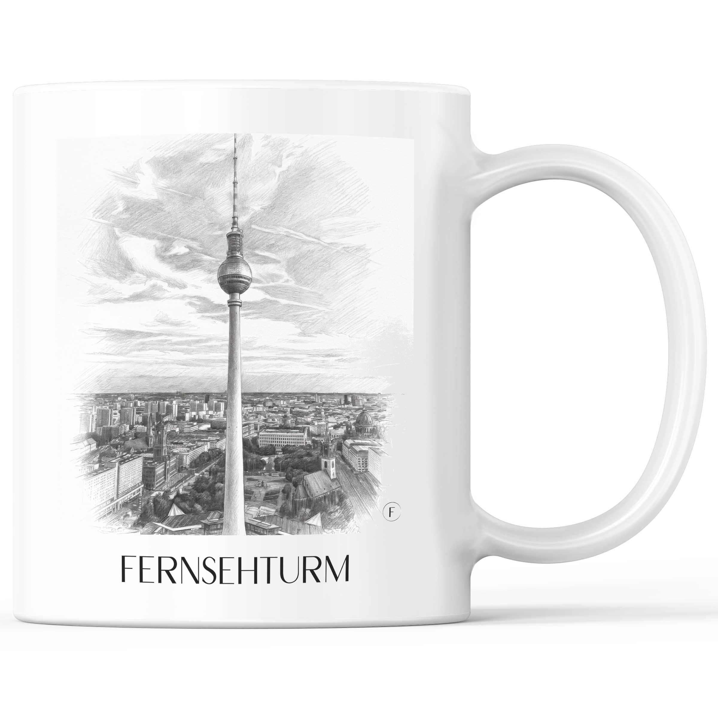 Fernsehturm Kaffeebecher - Berlin - Deutschland Becher - Kaffeetasse im Zeichnung Stil