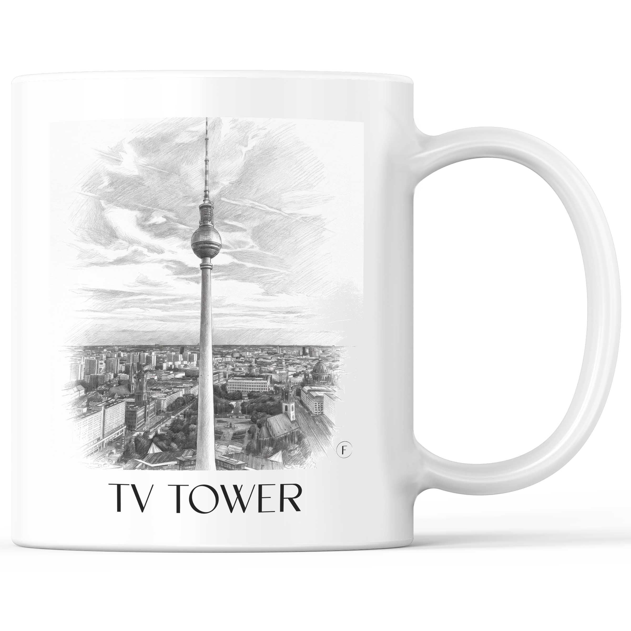 Fernsehturm Kaffeebecher - Berlin - Deutschland Becher - Kaffeetasse im Zeichnung Stil