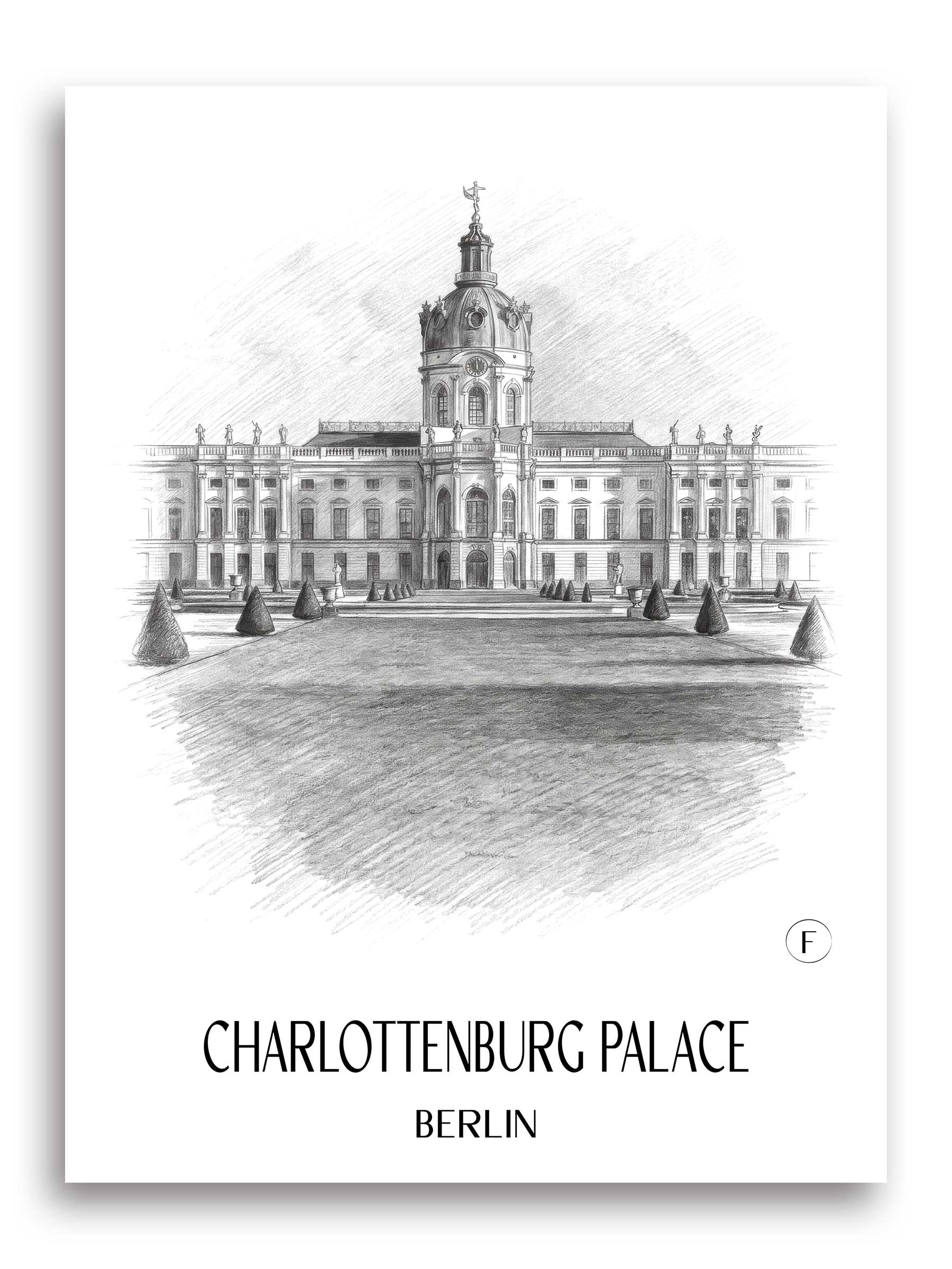 Schloss Charlottenburg Poster - Berlin - Deutschland Kunstdruck - Zeichnung von A4 bis A1