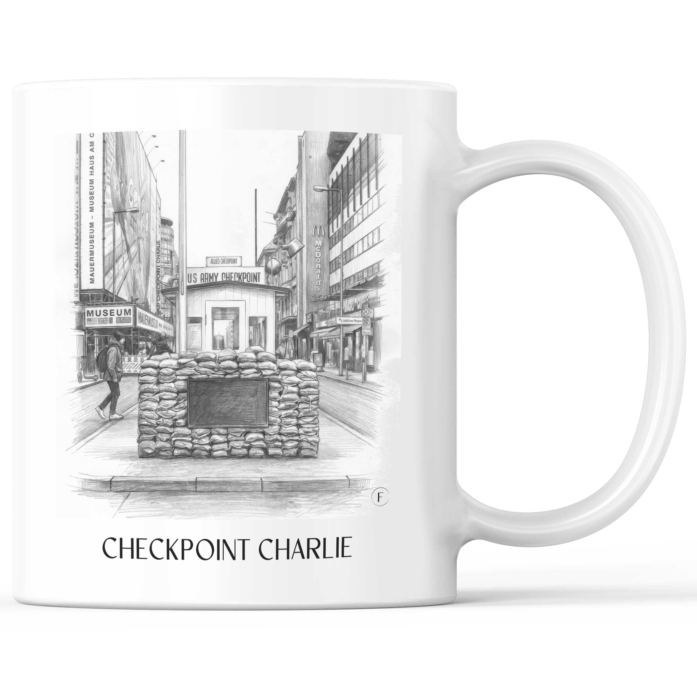 Checkpoint Charlie Kaffeebecher - Berlin - Deutschland Becher - Kaffeetasse im Zeichnung Stil