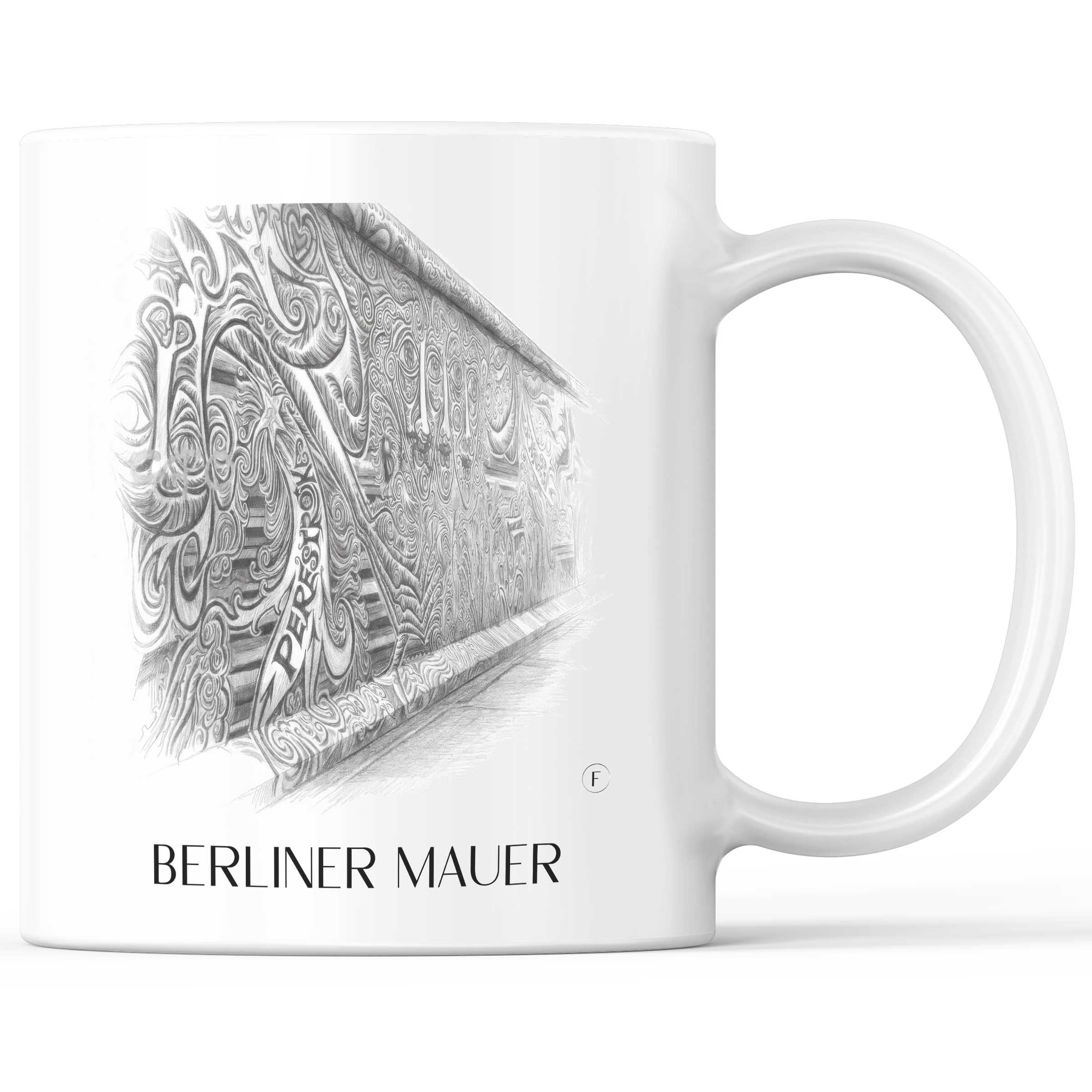 Berliner Mauer Kaffeebecher - Berlin - Deutschland Becher - Kaffeetasse im Zeichnung Stil