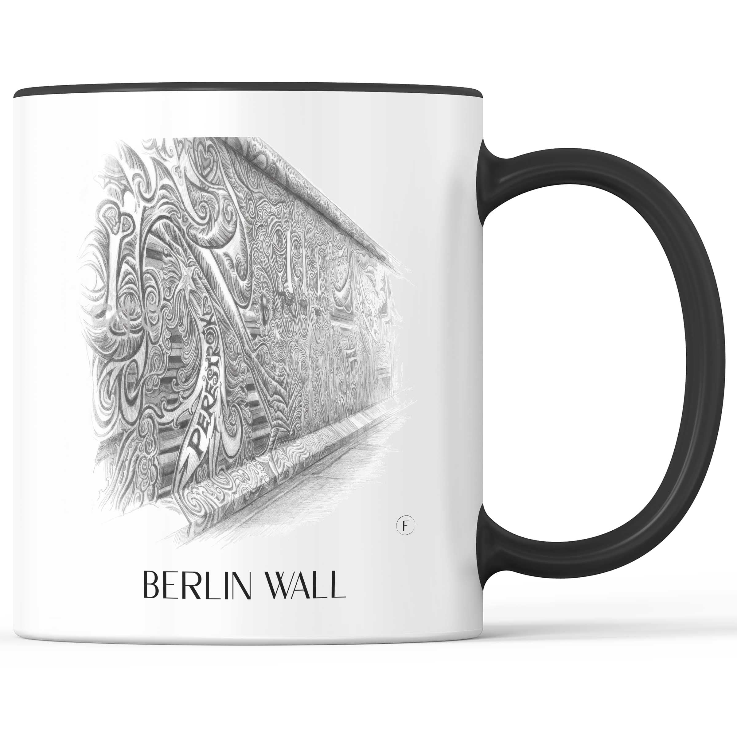 Berliner Mauer Kaffeebecher - Berlin - Deutschland Becher - Kaffeetasse im Zeichnung Stil