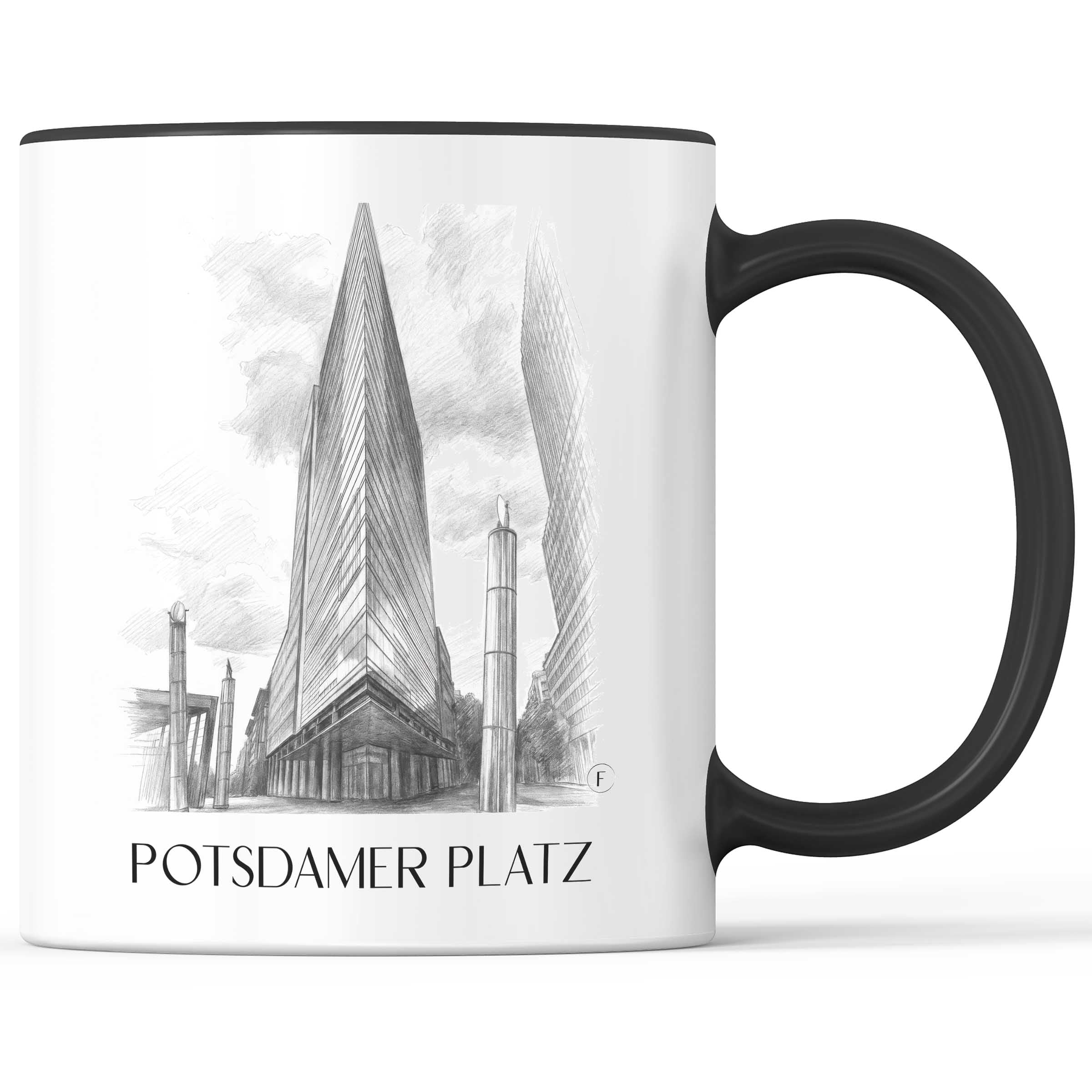 Potsdamer Platz Kaffeebecher - Berlin - Deutschland Becher - Kaffeetasse im Zeichnung Stil