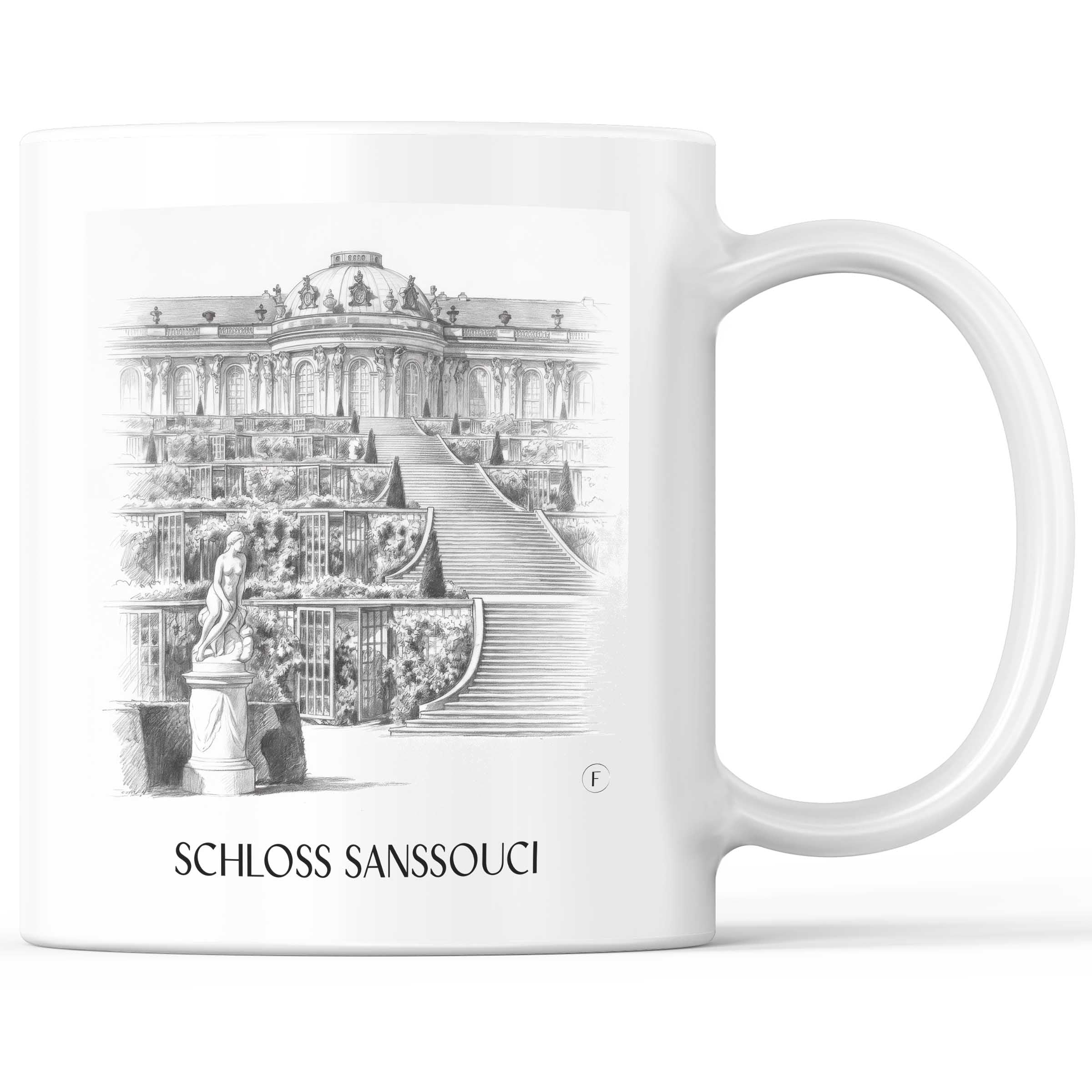 Schloss Sanssouci Kaffeebecher - Potsdam - Deutschland Becher - Kaffeetasse im Zeichnung Stil