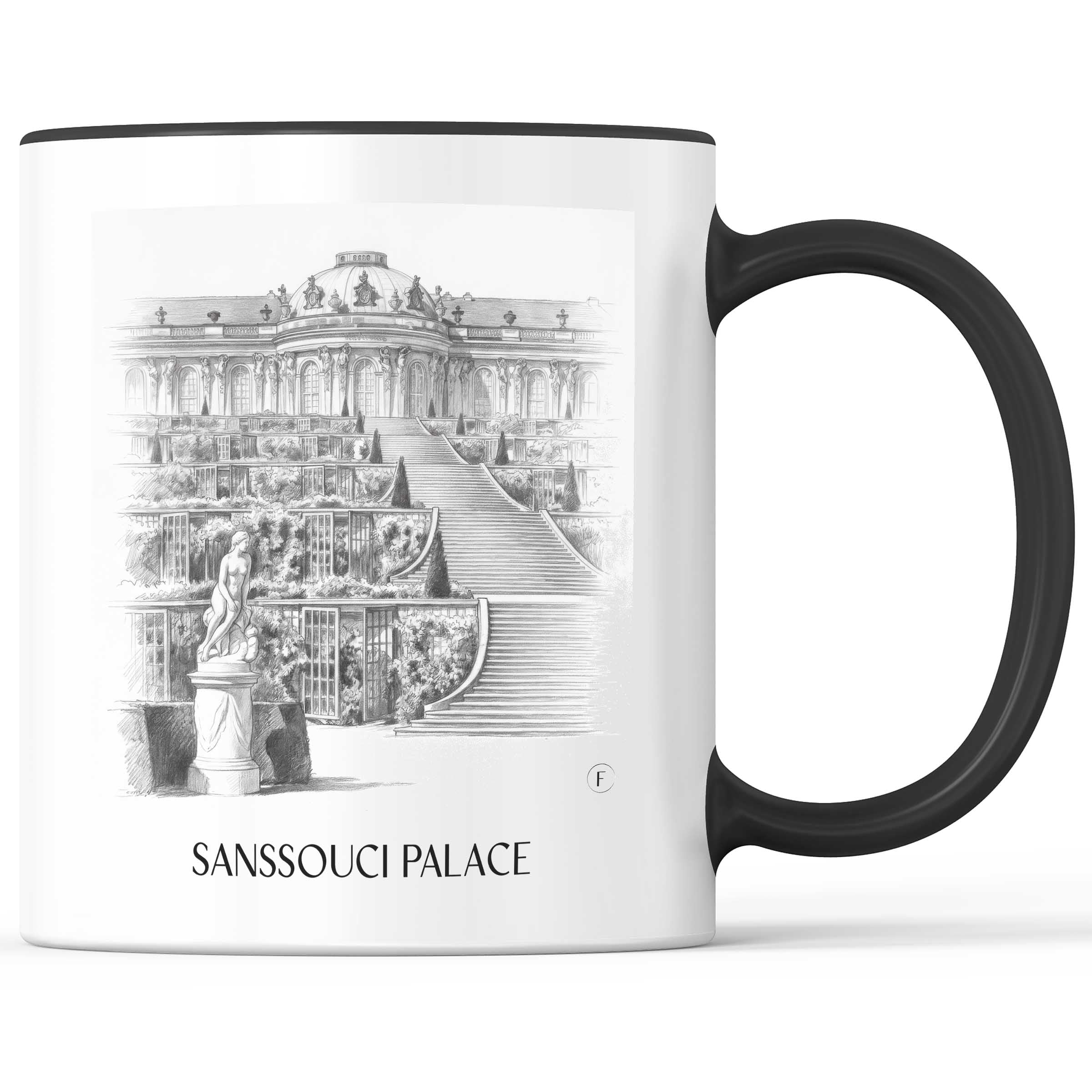 Schloss Sanssouci Kaffeebecher - Potsdam - Deutschland Becher - Kaffeetasse im Zeichnung Stil