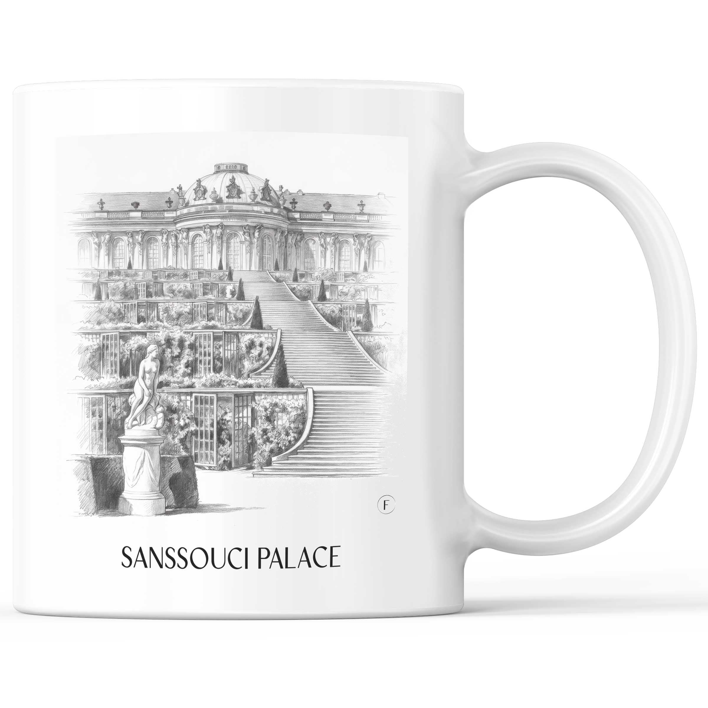Schloss Sanssouci Kaffeebecher - Potsdam - Deutschland Becher - Kaffeetasse im Zeichnung Stil