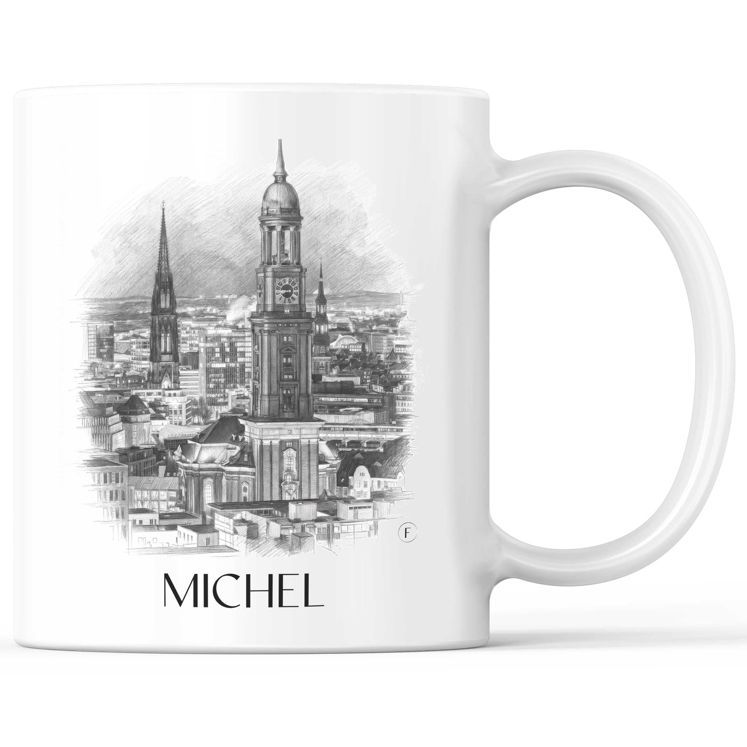 Michel Kaffeebecher - Hamburg - Deutschland Becher - Kaffeetasse im Zeichnung Stil