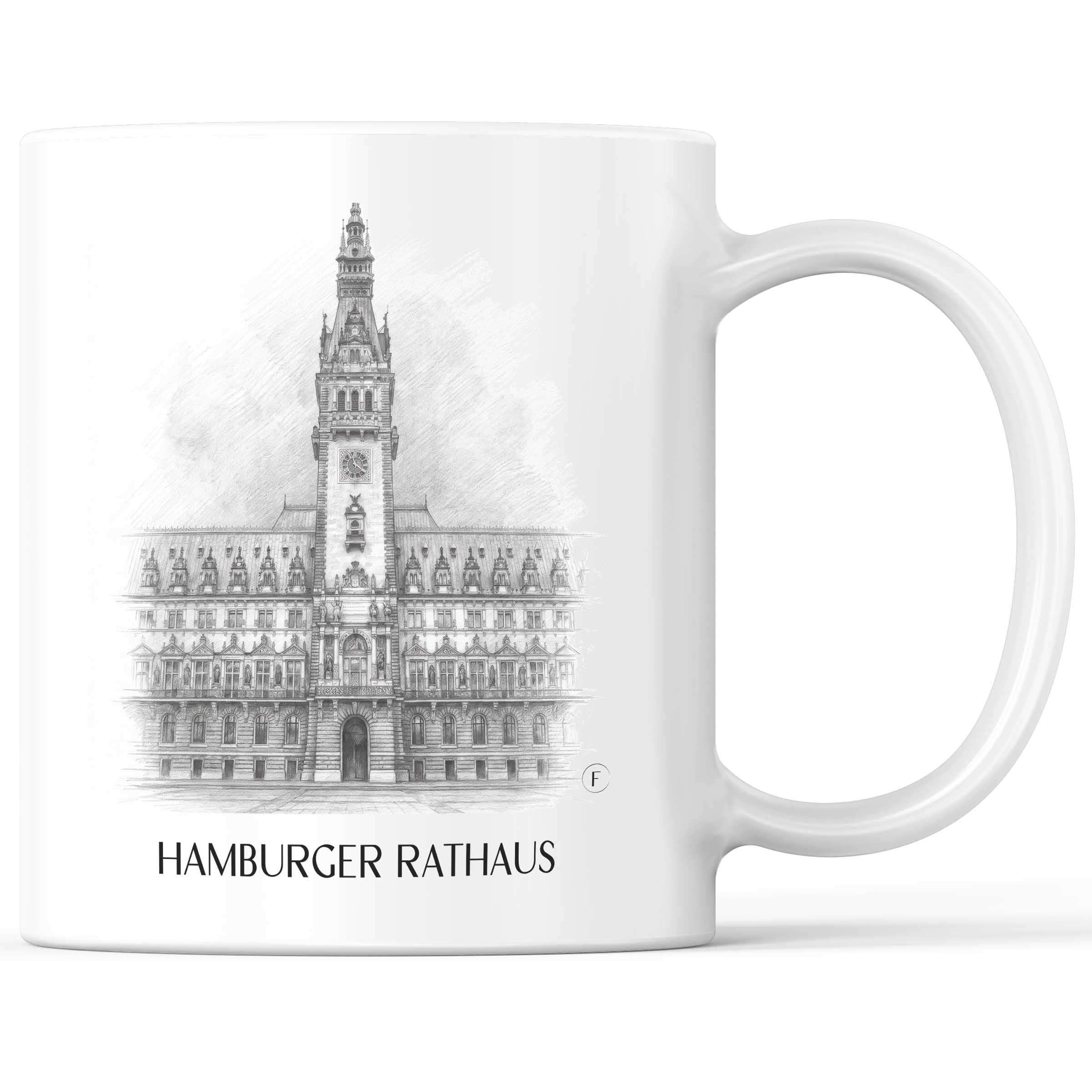 Rathaus Kaffeebecher - Hamburg - Deutschland Becher - Kaffeetasse im Zeichnung Stil