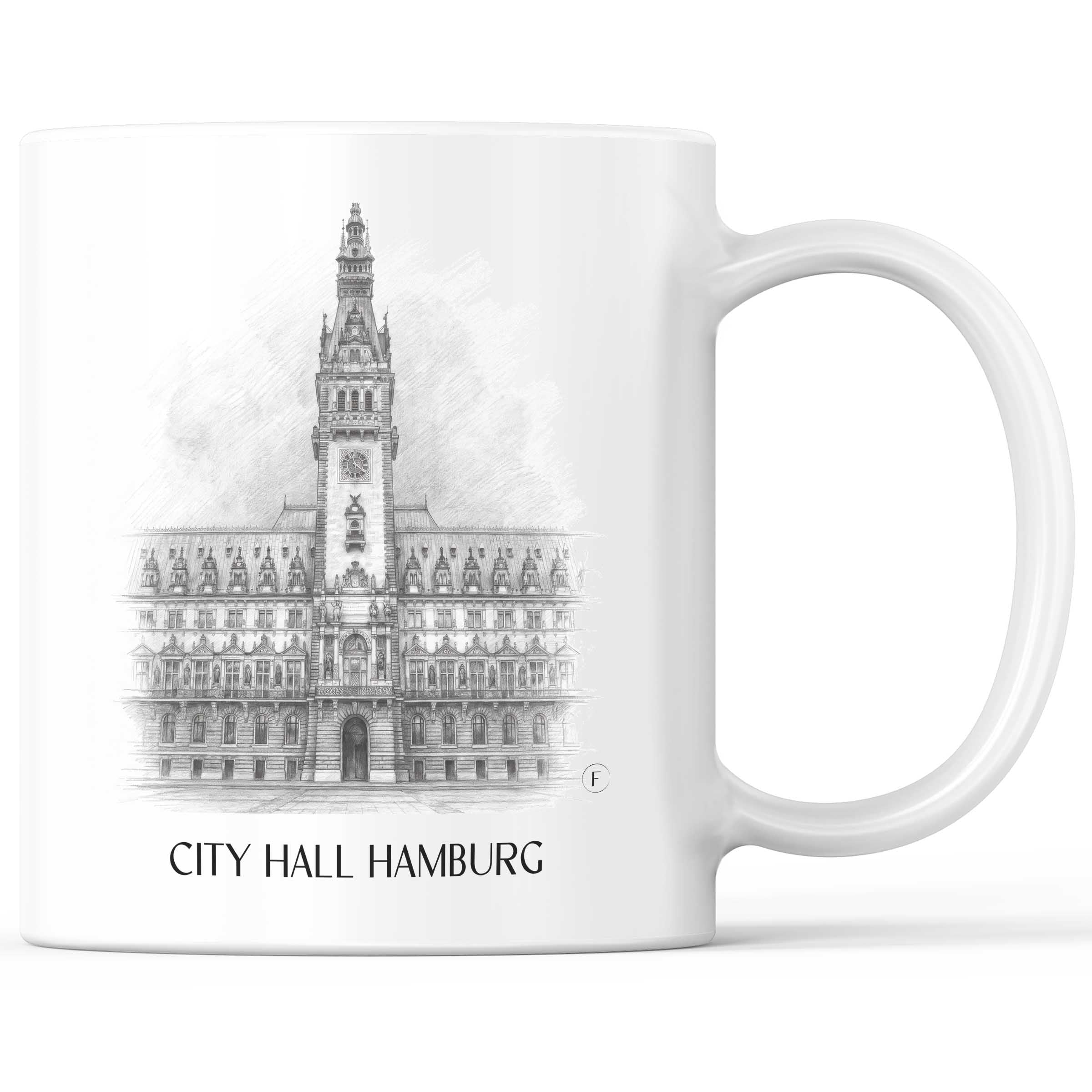 Rathaus Kaffeebecher - Hamburg - Deutschland Becher - Kaffeetasse im Zeichnung Stil