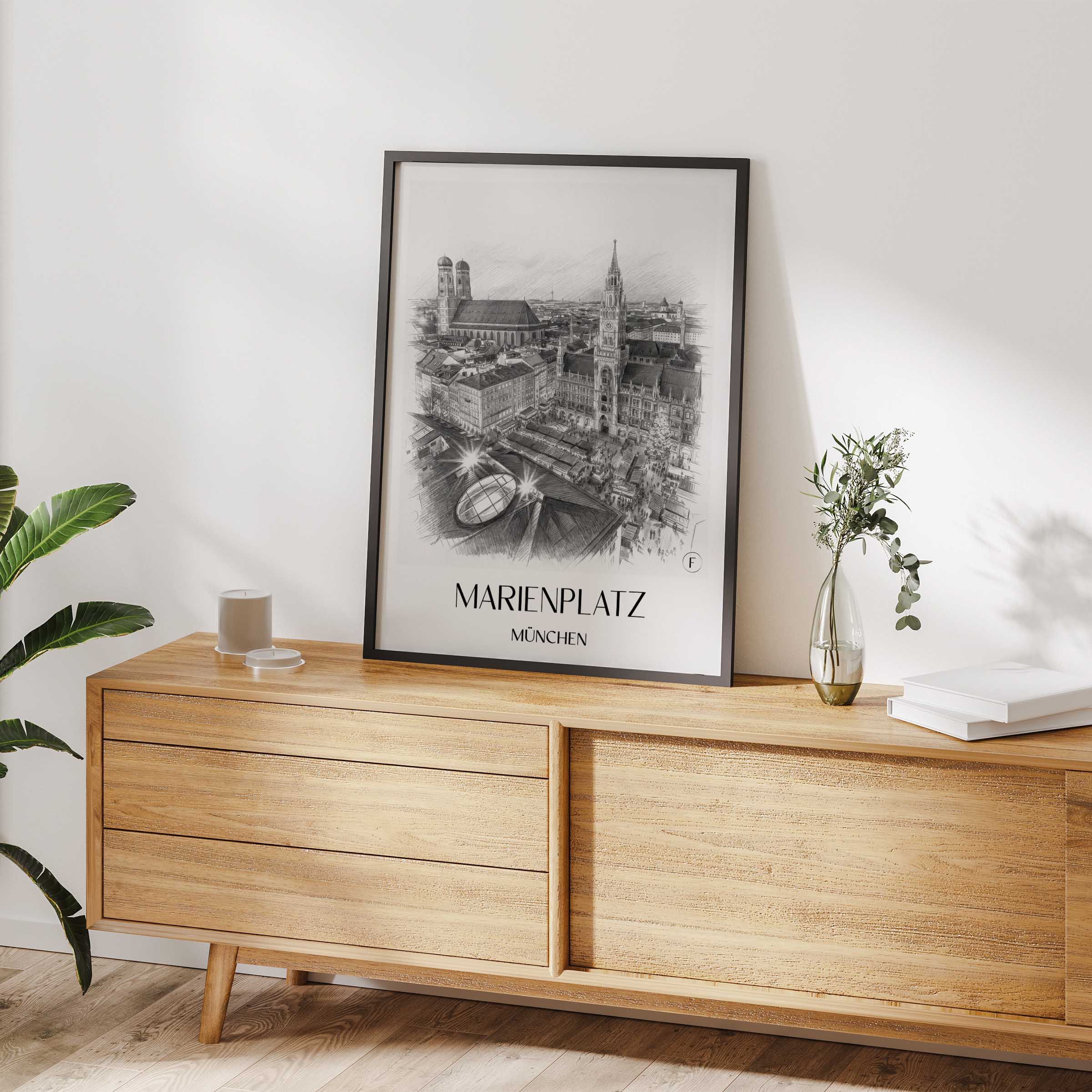 marienplatz-münchen-deutschland-poster-bleistift-zeichnung-drawing