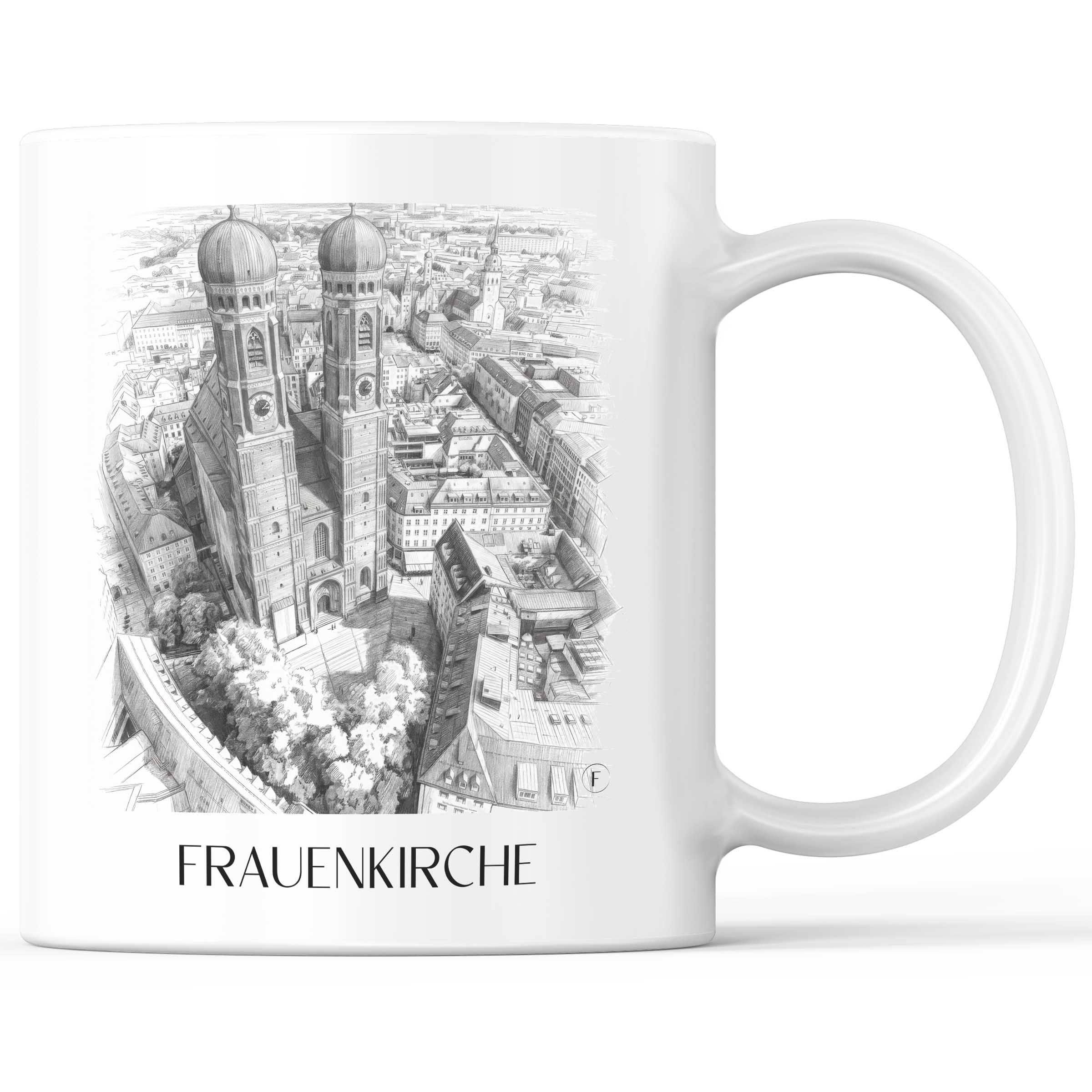 Frauenkirche Kaffeebecher - München - Deutschland Becher - Kaffeetasse im Zeichnung Stil