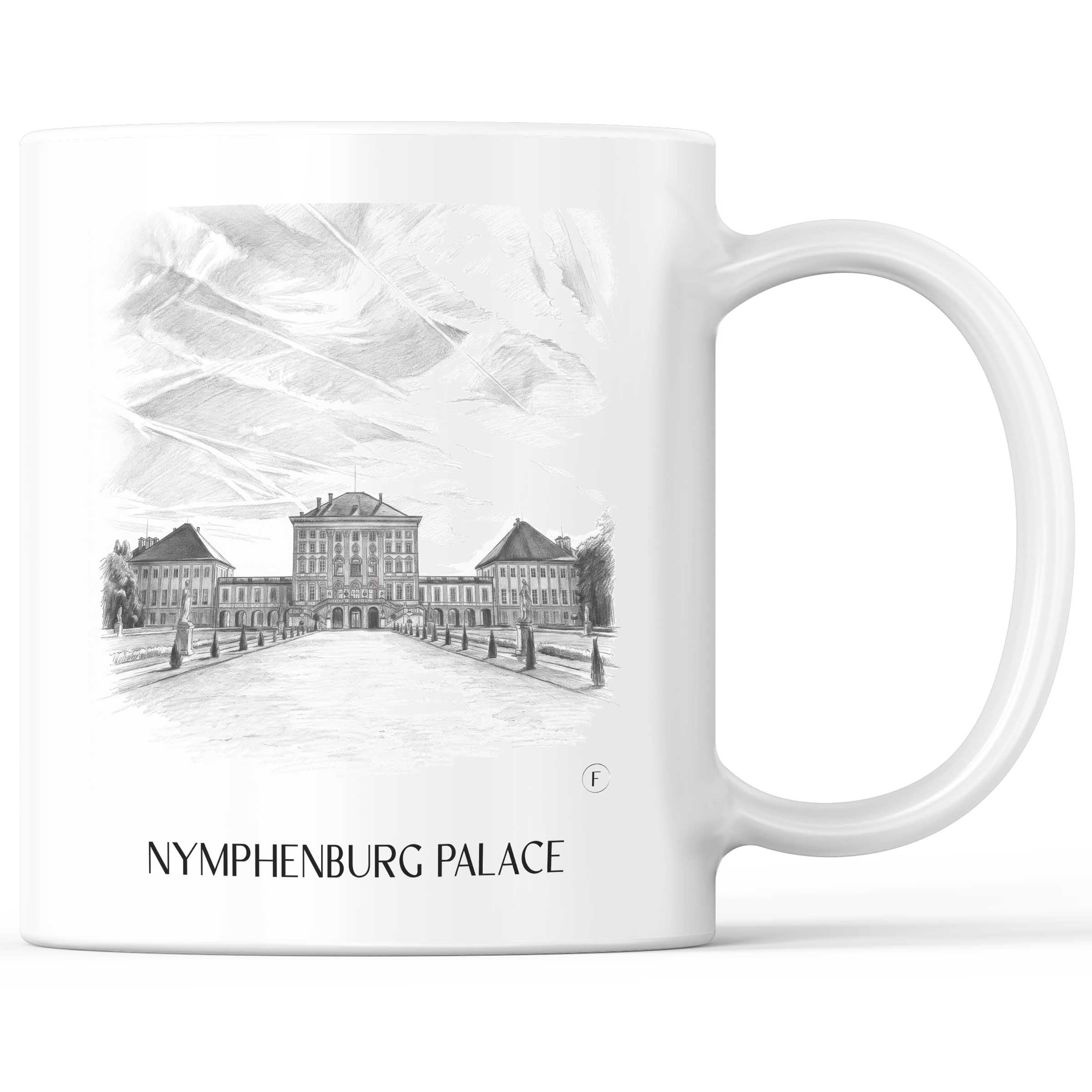 Schloss Nymphenburg Kaffeebecher - München - Deutschland Becher - Kaffeetasse im Zeichnung Stil