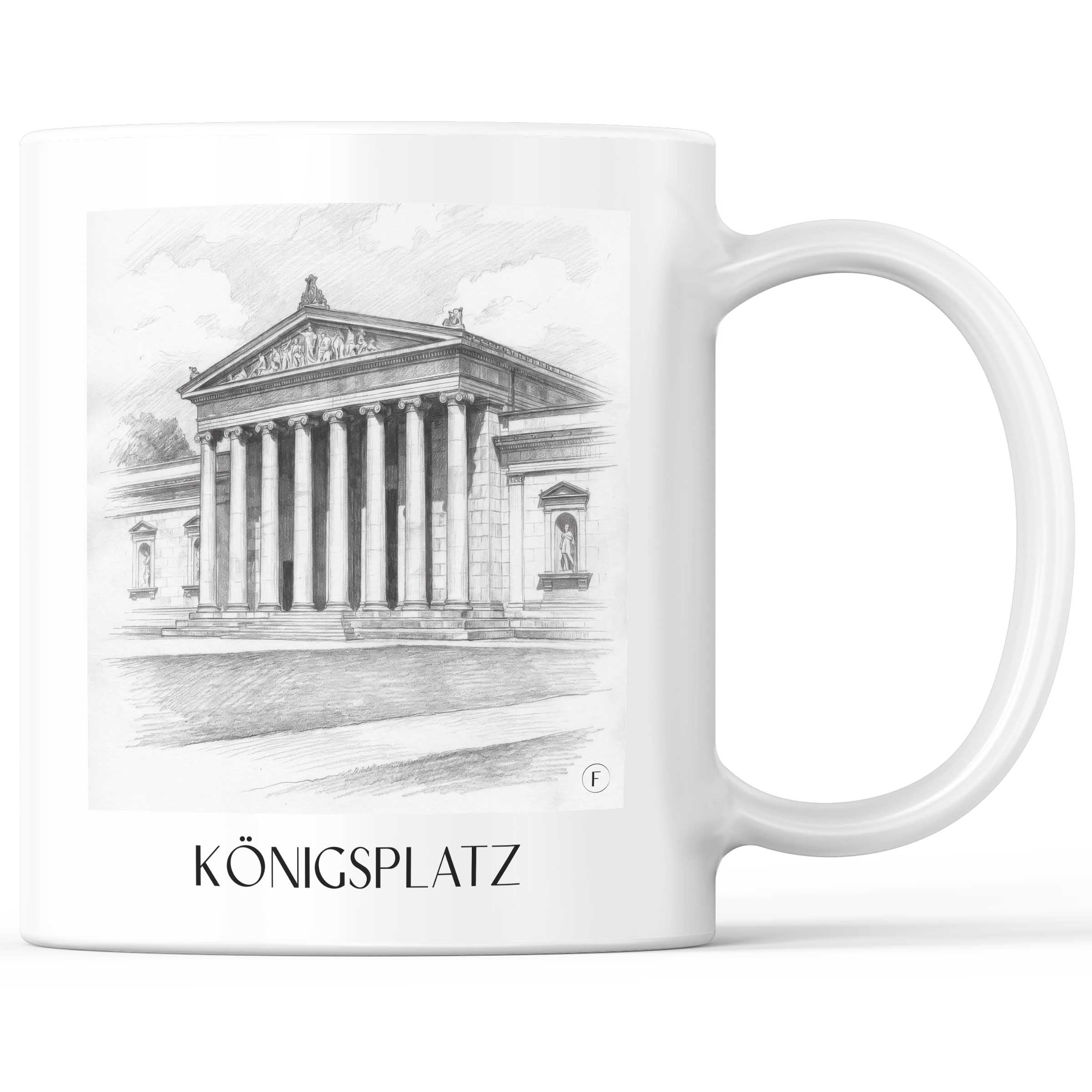 Königsplatz Kaffeebecher - München - Deutschland Becher - Kaffeetasse im Zeichnung Stil