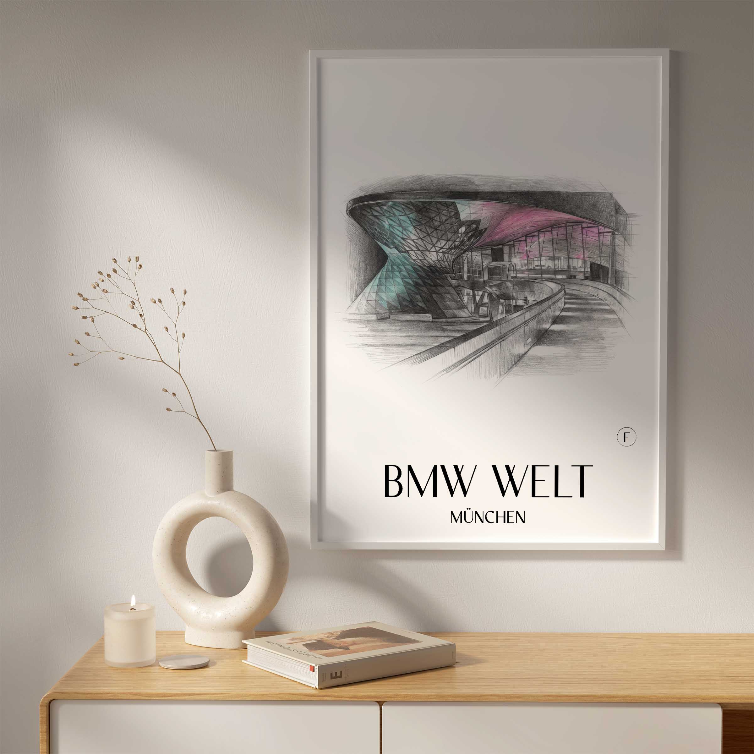 bmw-welt-münchen-deutschland-poster-bleistift-zeichnung-drawing