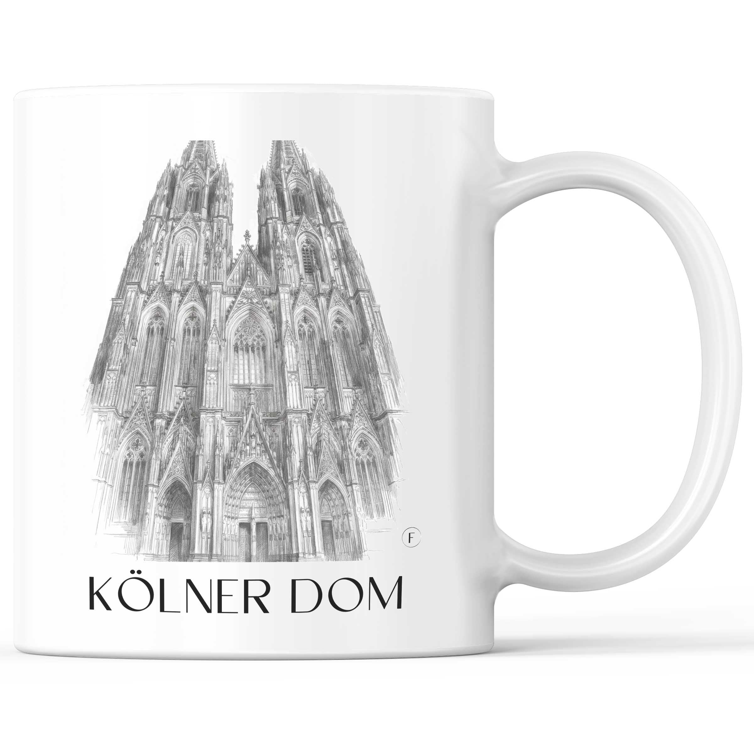 Kölner Dom Kaffeebecher - Köln - Deutschland Becher - Kaffeetasse im Zeichnung Stil