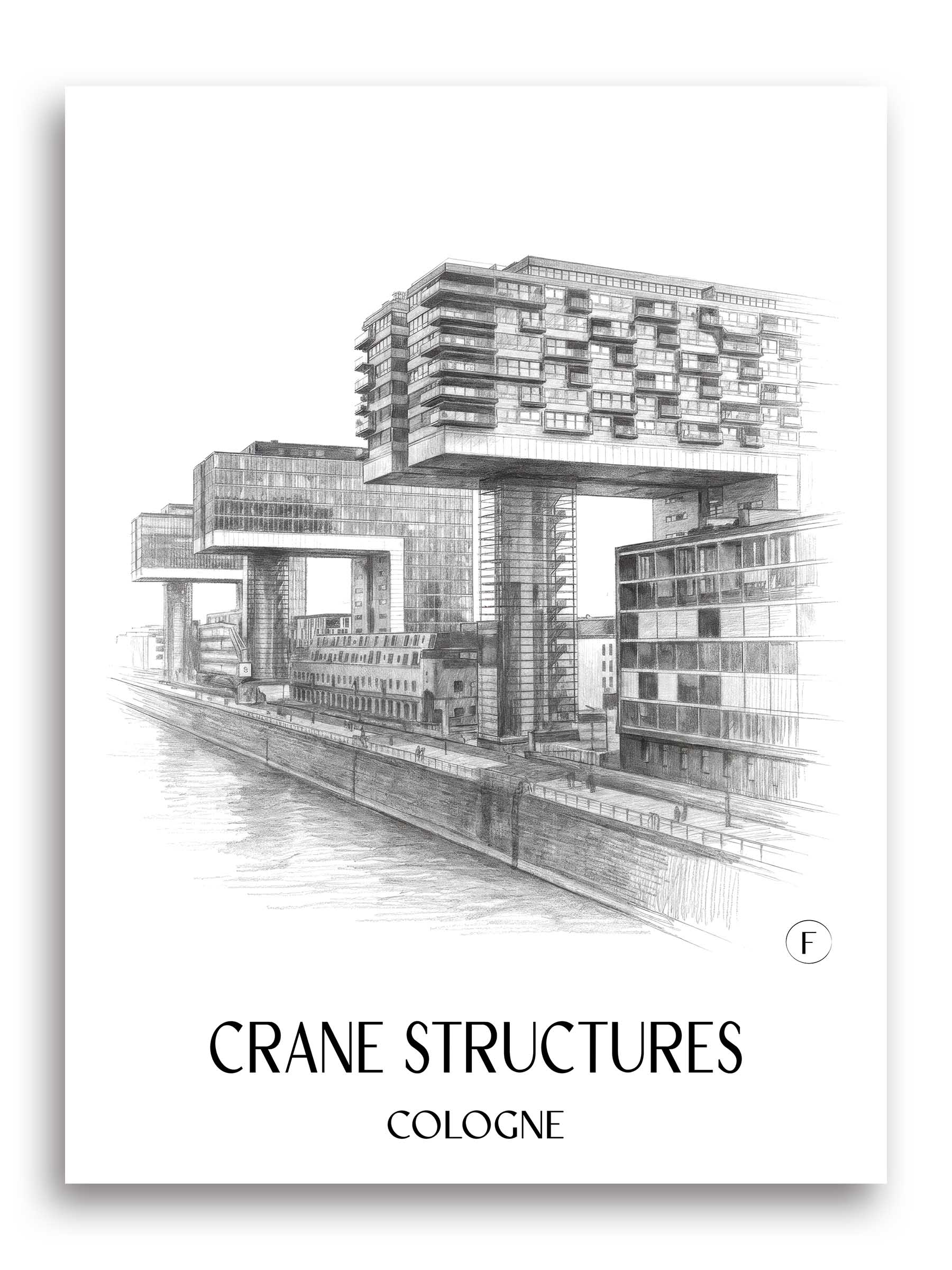 Kranbauten Poster - Köln - Deutschland Kunstdruck - Zeichnung von A4 bis A1