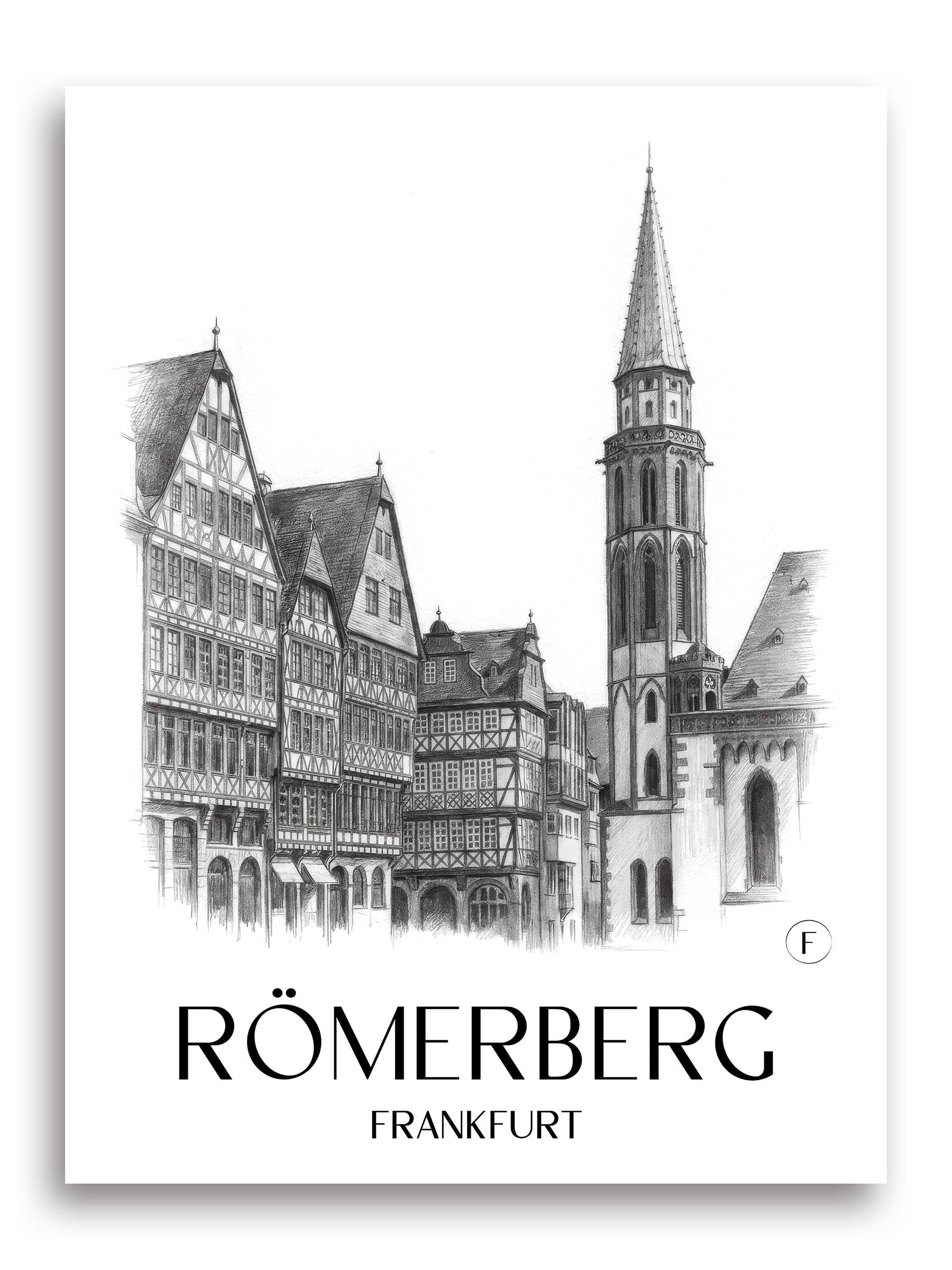 römerberg-frankfurt-deutschland-poster-bleistift-zeichnung-drawing