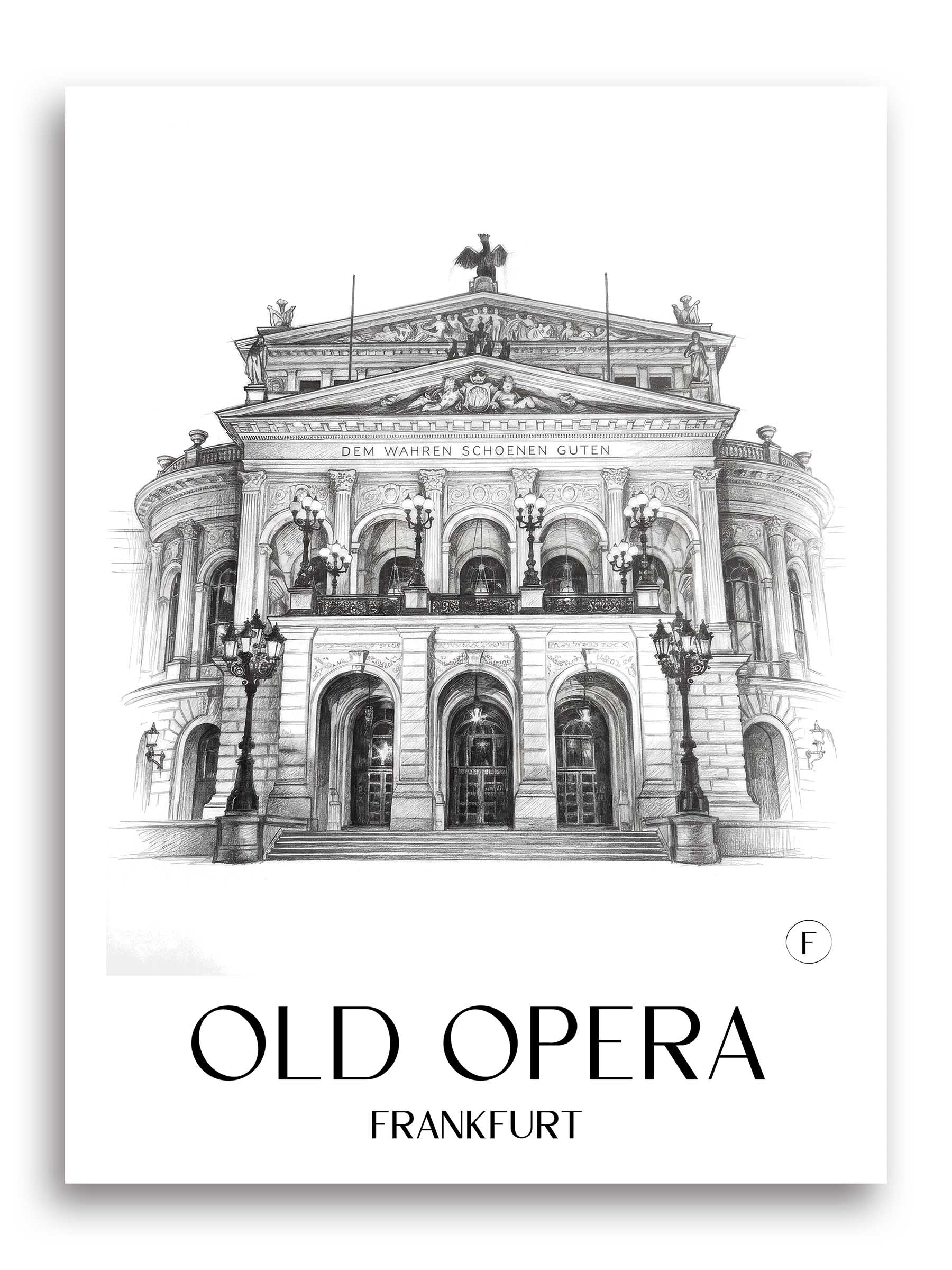 Alte Oper Poster - Frankfurt - Deutschland Kunstdruck - Zeichnung von A4 bis A1