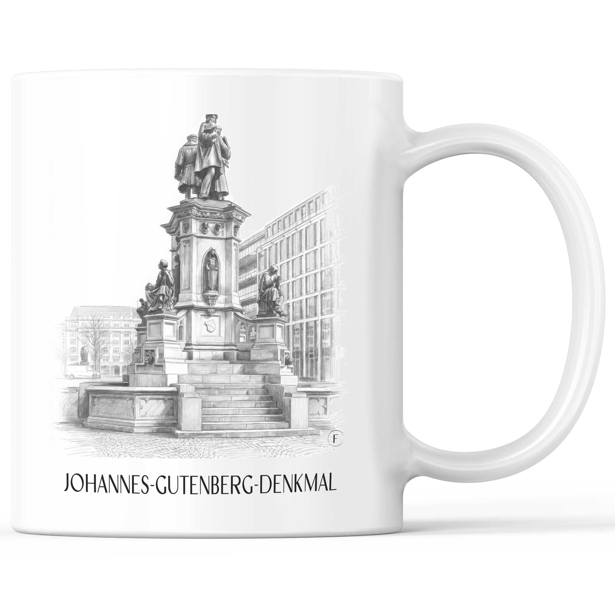 Johannes-Gutenberg-Denkmal Kaffeebecher - Frankfurt - Deutschland Becher - Kaffeetasse im Zeichnung Stil