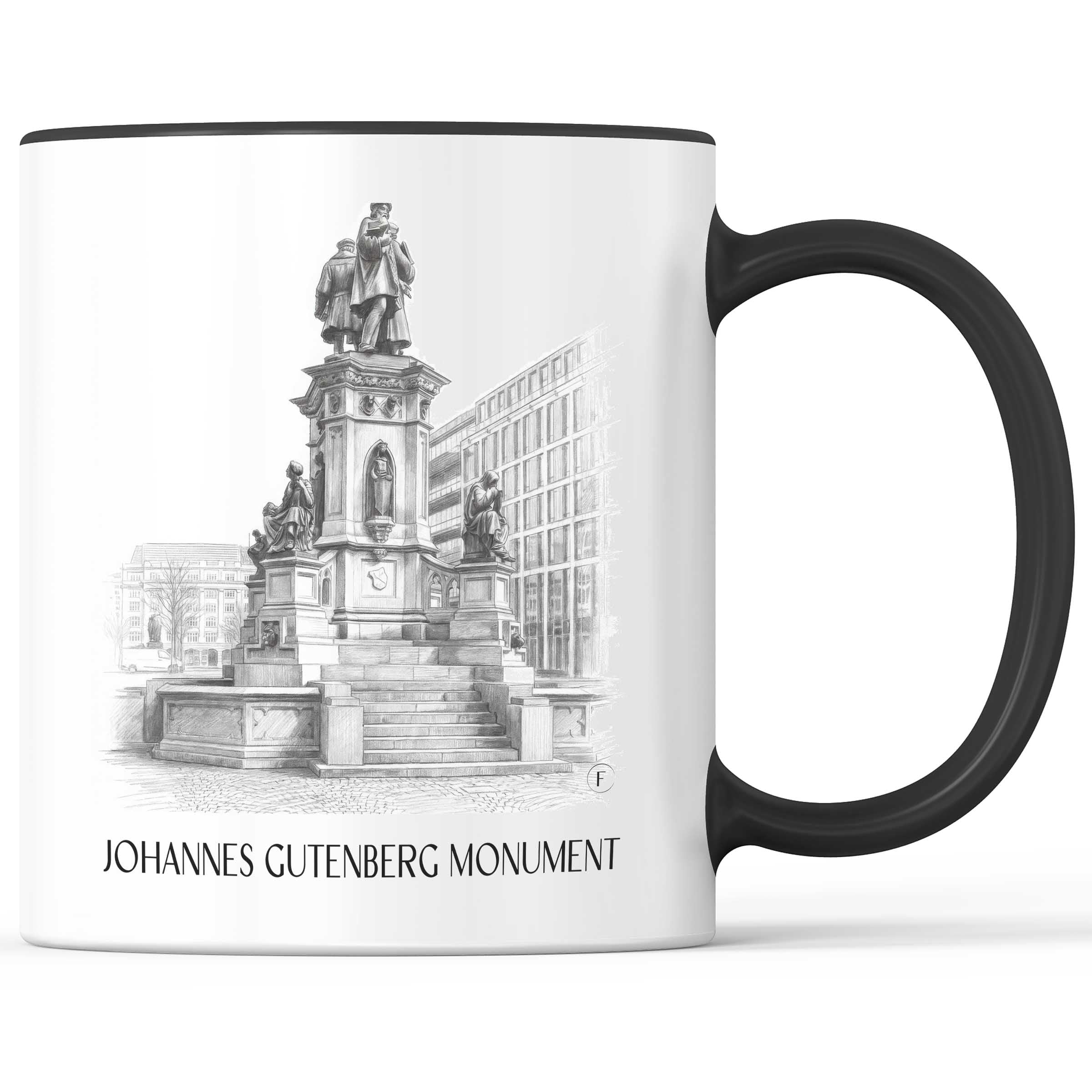 Johannes-Gutenberg-Denkmal Kaffeebecher - Frankfurt - Deutschland Becher - Kaffeetasse im Zeichnung Stil
