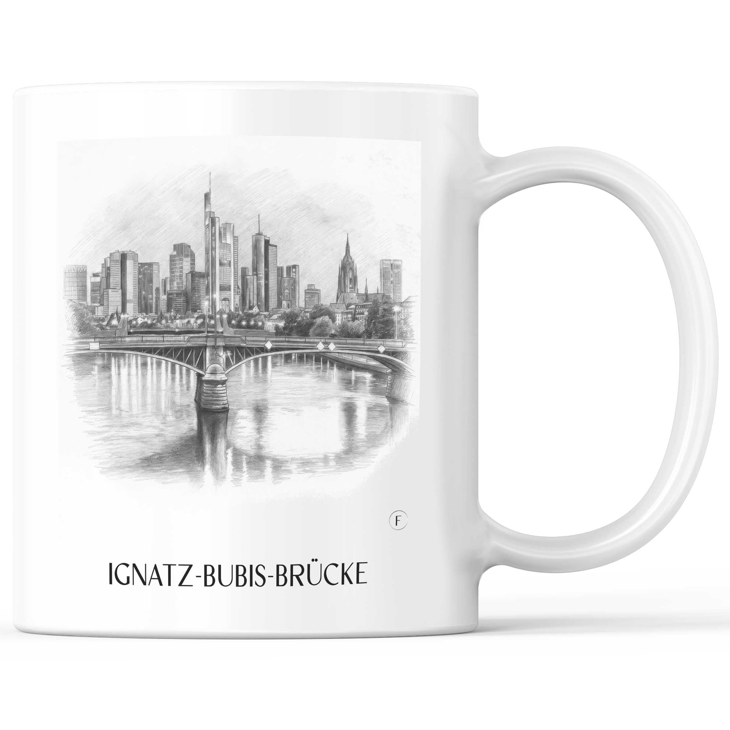 Ignatz-Bubis-Brücke Kaffeebecher - Frankfurt - Deutschland Becher - Kaffeetasse im Zeichnung Stil