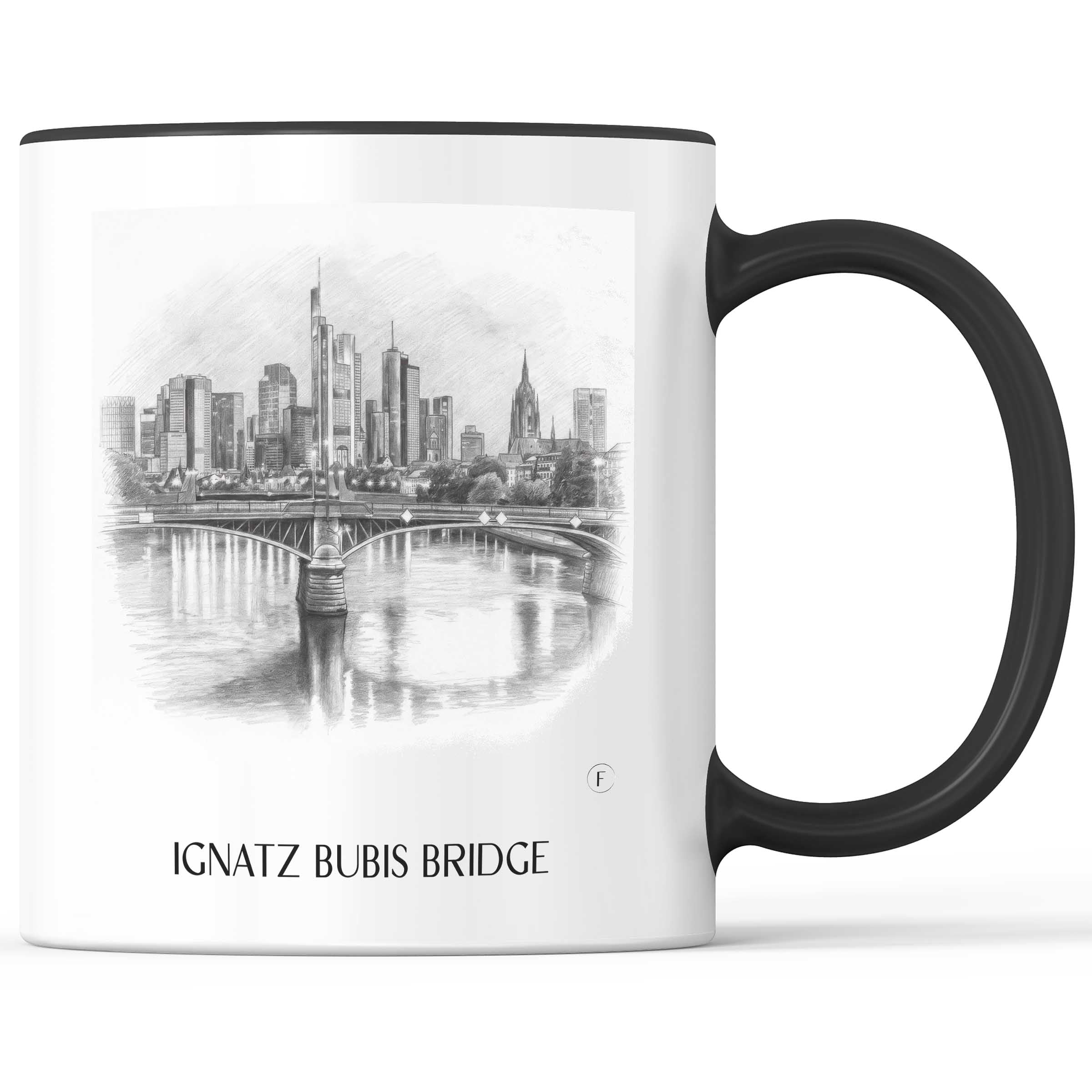 Ignatz-Bubis-Brücke Kaffeebecher - Frankfurt - Deutschland Becher - Kaffeetasse im Zeichnung Stil